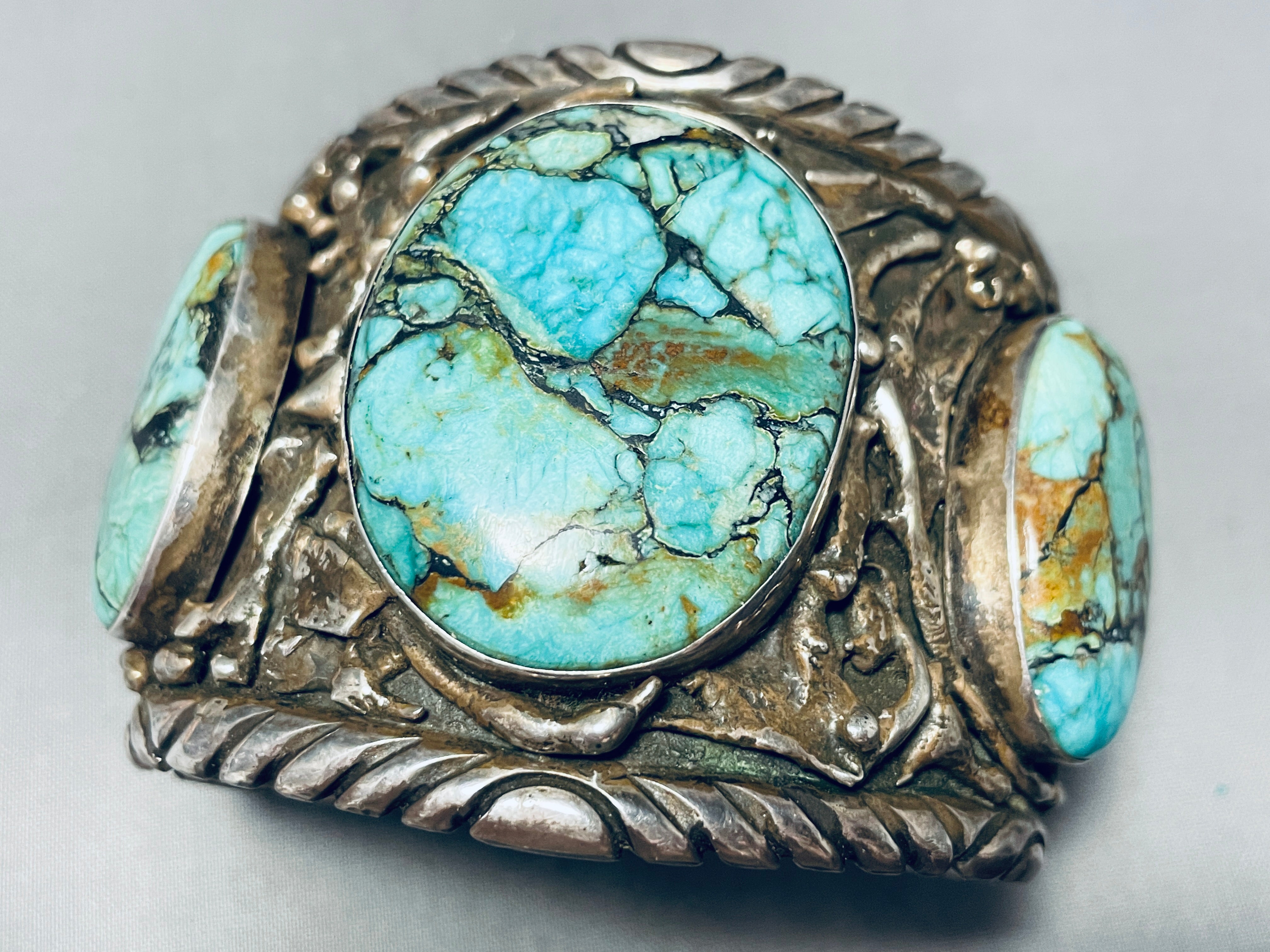 Vintage Navajo Spiderweb Turquoise Sterling Silver Bracelet - 174g Handmade Native American Jewelry for Women & Men | Perfect for Boho Fashion, Gift Giving & Special Occasions