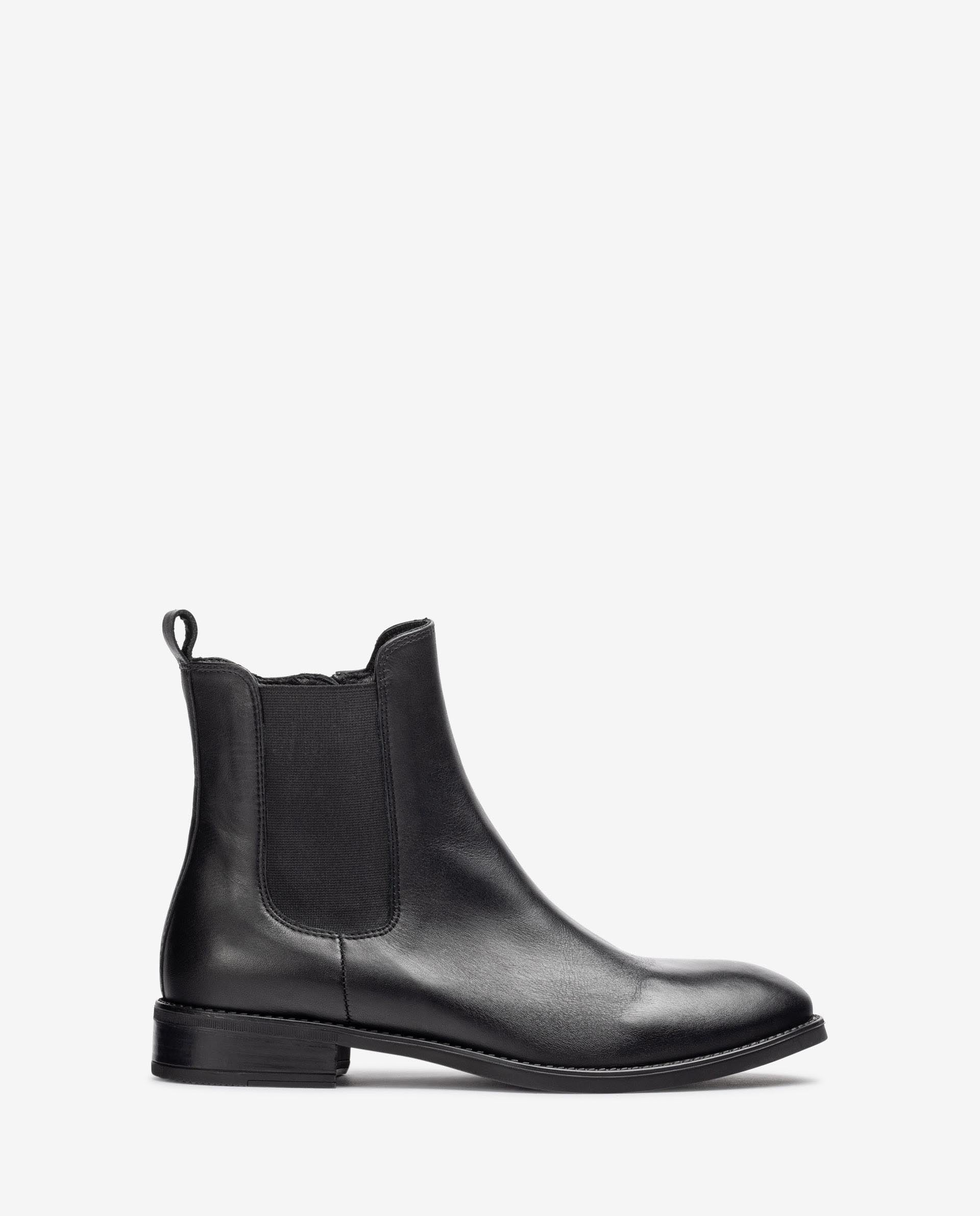 UNISA BARTY Women's Black Leather Ankle Boots - Stylish & Comfortable Low Heel Booties for Fall/Winter, Office Wear & Casual Outfits