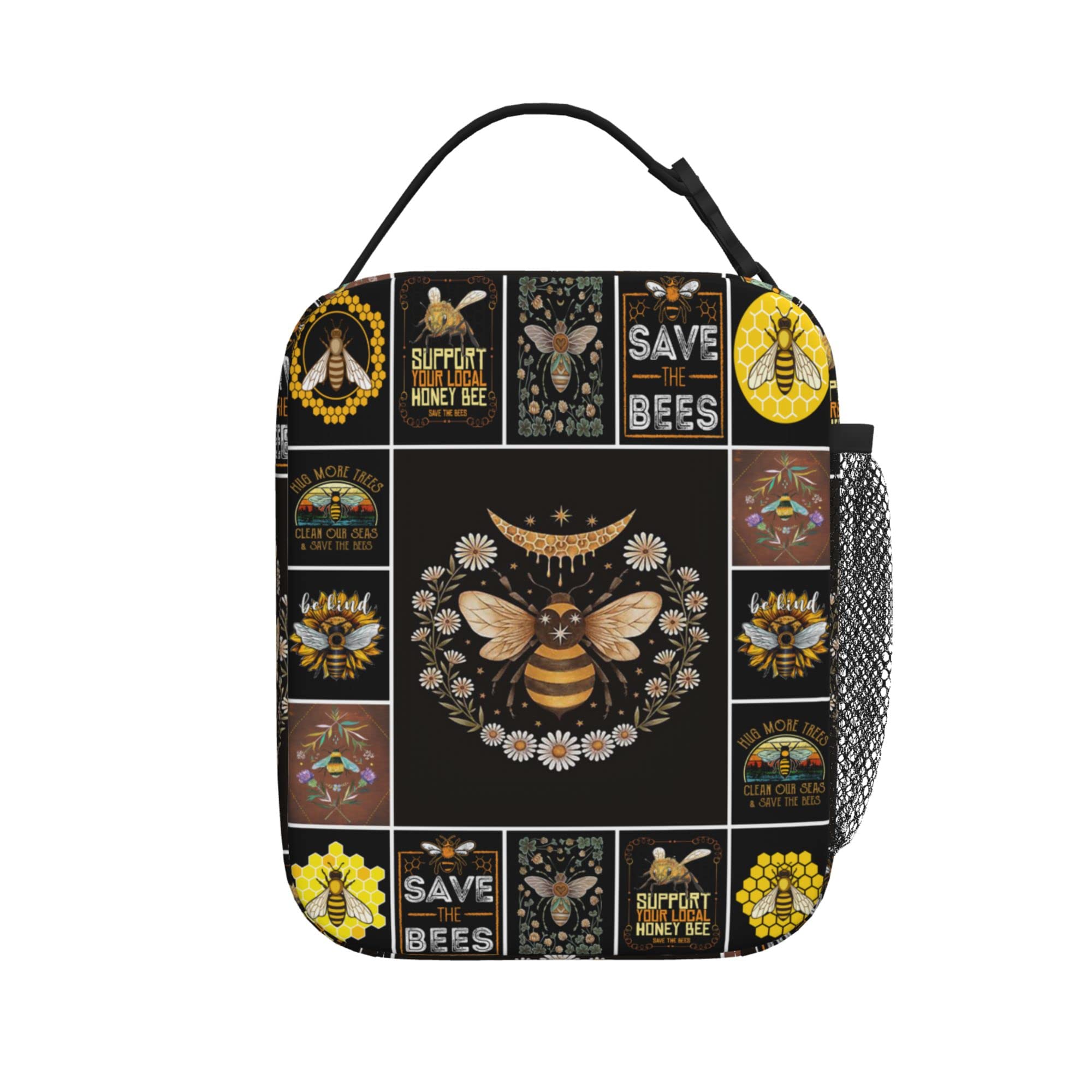 Insulated Honey Bee Lunch Box - Reusable & Portable Tote Bag for Women, Men, Kids & Teens - Perfect for Work, School, Picnic & Office - BPA-Free & Eco-Friendly Lunch Storage Solution
