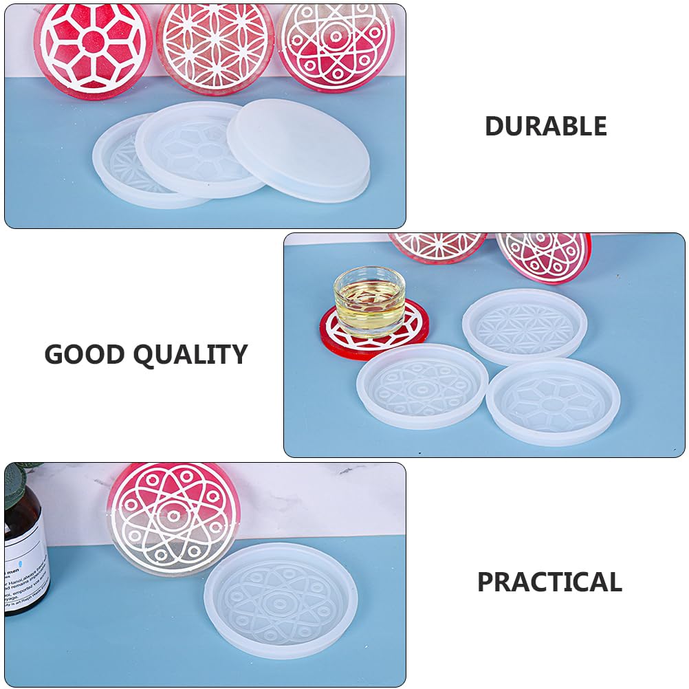 BESPORTBLE 3Pcs Round Silicone Coaster Molds for Resin Casting - DIY Epoxy Coaster Making Kit for Home Decoration, Wedding Favors, and Table Setting Accessories