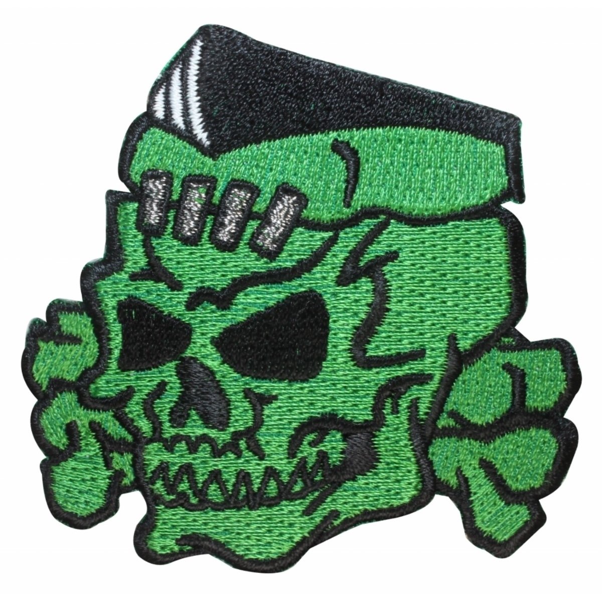 Skull & Crossbones Embroidered Iron-On Patch - Punk Fauxhawk Style for Jackets, Bags & DIY Crafts | Kreepsville 666 Gothic Fashion Accessory
