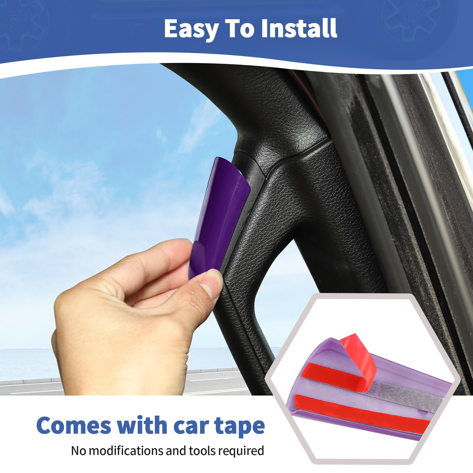 RT-TCZ Purple A/B Pillar Grab Handle Covers for Jeep Wrangler JL JLU & Gladiator JT (2018-2023) - Interior Accessories for Enhanced Grip & Style | Perfect for Off-Roading & Daily Driving