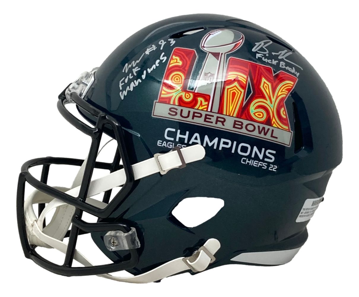 Brandon Graham & Milton Williams Autographed Philadelphia Eagles Replica Helmet - Limited Edition FS SB59 LIX - Perfect for NFL Fans, Collectors & Man Cave Decor - Great Gift for Football Enthusiasts