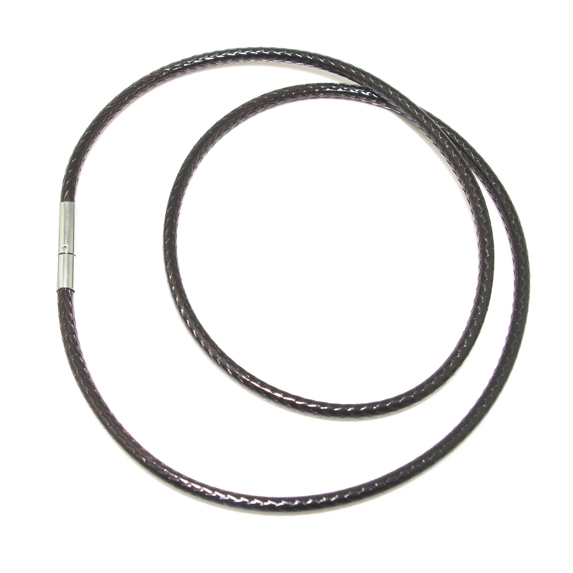 3mm Dark Brown Leather Cord Necklace with Stainless Steel Rice Clasps - Adjustable 16 to 28 Inches (22 Inch Option) - Perfect for Boho, Casual & Layered Jewelry Looks