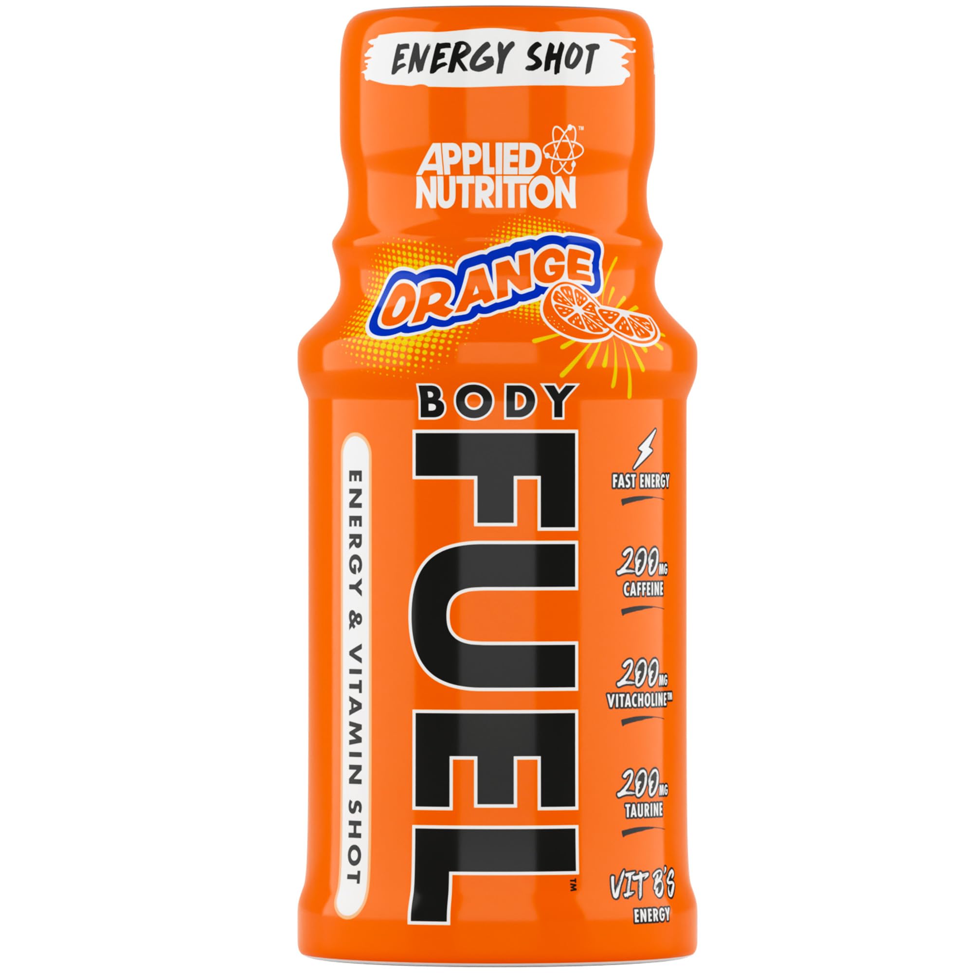 Applied Nutrition Body Fuel Energy Shots - 12 Pack (60ml Each) - Orange Flavor - Boost Energy & Focus - Perfect for Workouts, Studying & Long Workdays
