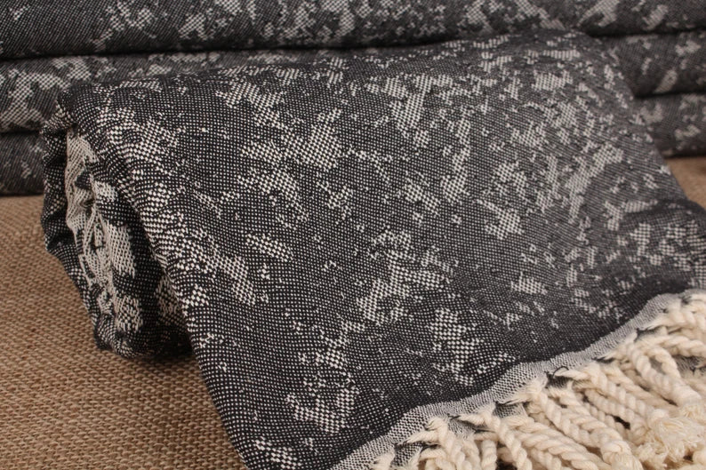 Premium Black Turtle Turkish Beach Towel - Extra Large, Soft & Quick-Dry - Perfect for Pool, Beach, Vacation & Yoga