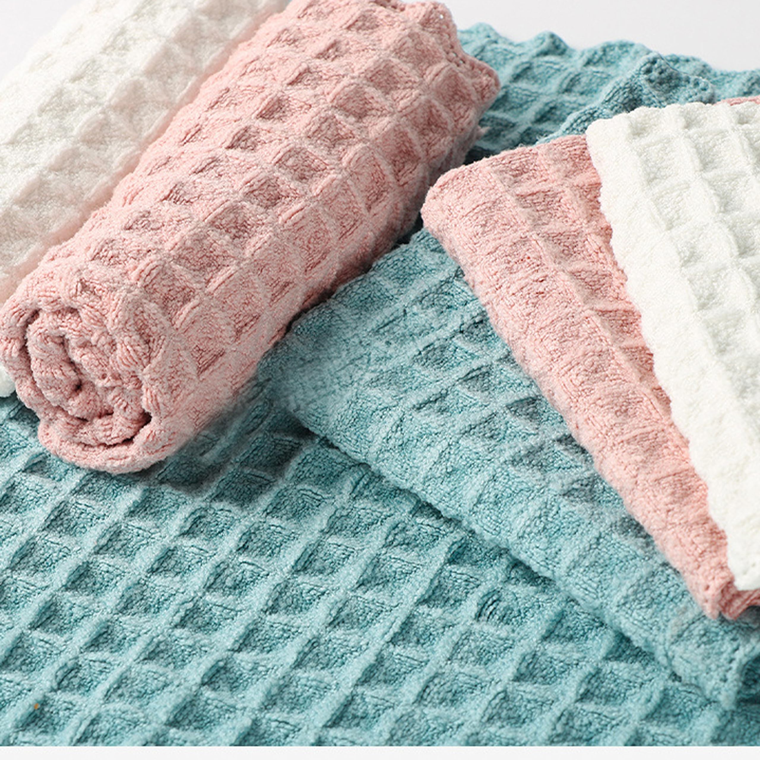 Premium Orange Paper Bathroom Hand Towels & Coral Fleece Microfiber Dishcloths - Quick Dry, Thickened Cleaning Rags for Kitchen, Bathroom - Super Absorbent & Lint-Free (Blue, 2-Pack) - Perfect for Dishes, Countertops, Glass Cleaning & Household Chores
