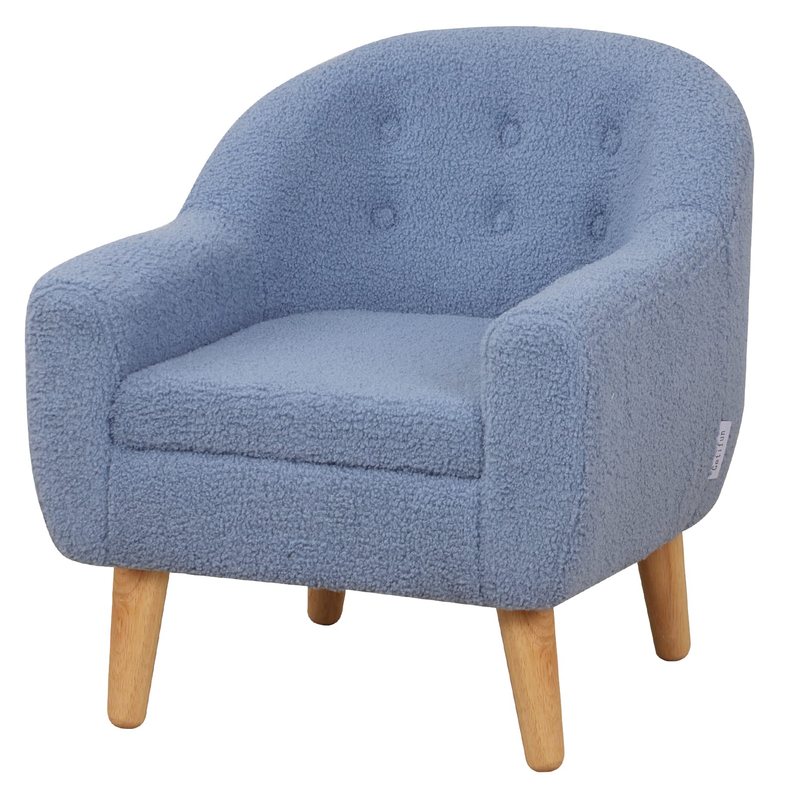 **Velvet Upholstered Kids Sofa Chair with Wooden Legs - Soft & Durable Toddler Couch for Playroom, Nursery, or Bedroom - Perfect Gift for Boys & Girls (Blue)**    *(Use Case: Ideal for reading nooks, playtime, or cozy TV watching in kids' rooms!)*