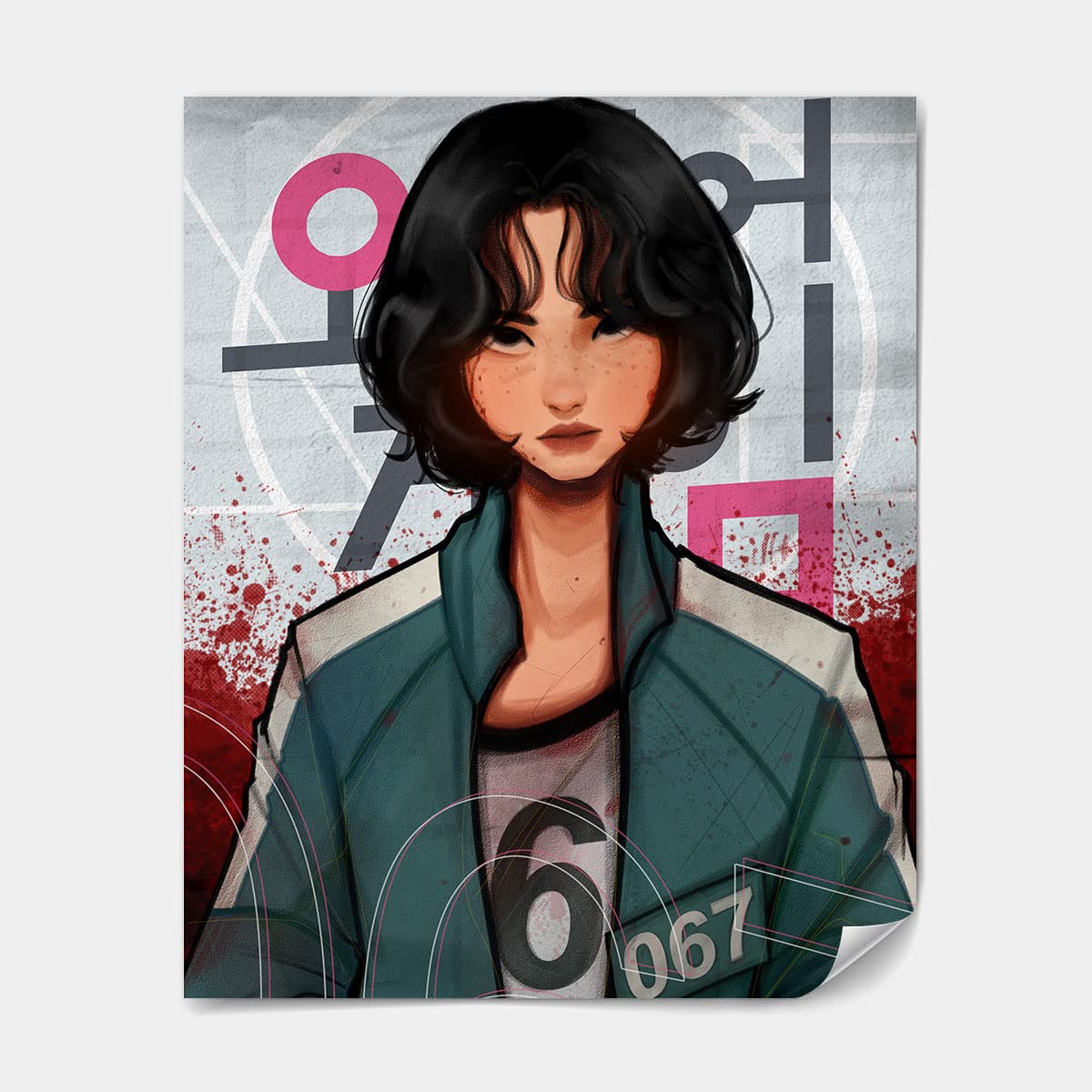 Jung Ho Yeon 067 Player Poster Art Print - Squid Game Series Korean Drama Wall Decor Aesthetic Picture for Living Room, Bedroom & Office