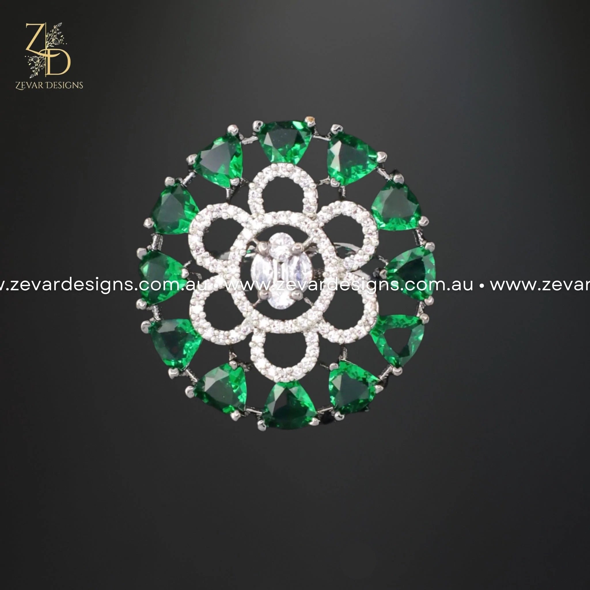 AD/Zircon Ring - Emerald Green Cubic Zirconia Jewelry for Women | Elegant Gift for Engagement, Wedding & Special Occasions