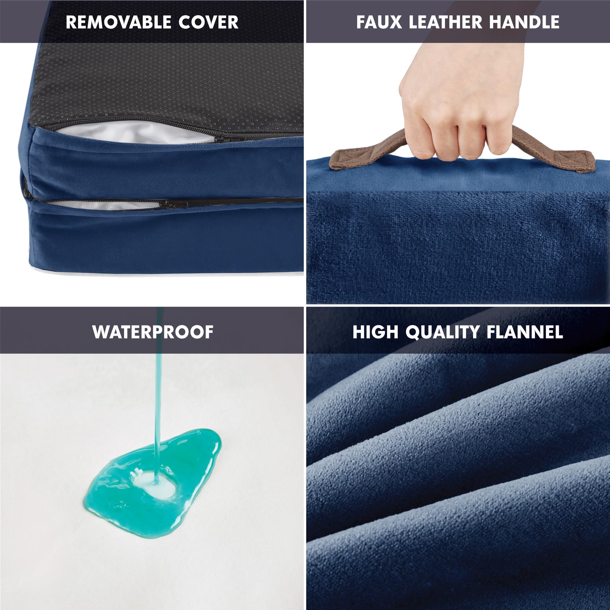 Orthopedic Memory Foam Dog Bed with Removable Washable Cover - Waterproof Large Dog Couch Bed for Medium & Large Dogs - Perfect for Living Room, Bedroom & Pet-Friendly Spaces (Navy Blue)