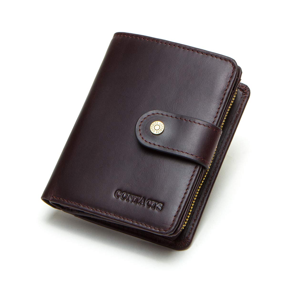 Genuine Leather Women's Zipper Coin Card Holder Clutch Wallet - Dark Coffee | Compact & Stylish for Everyday Use, Travel, and Gift Giving