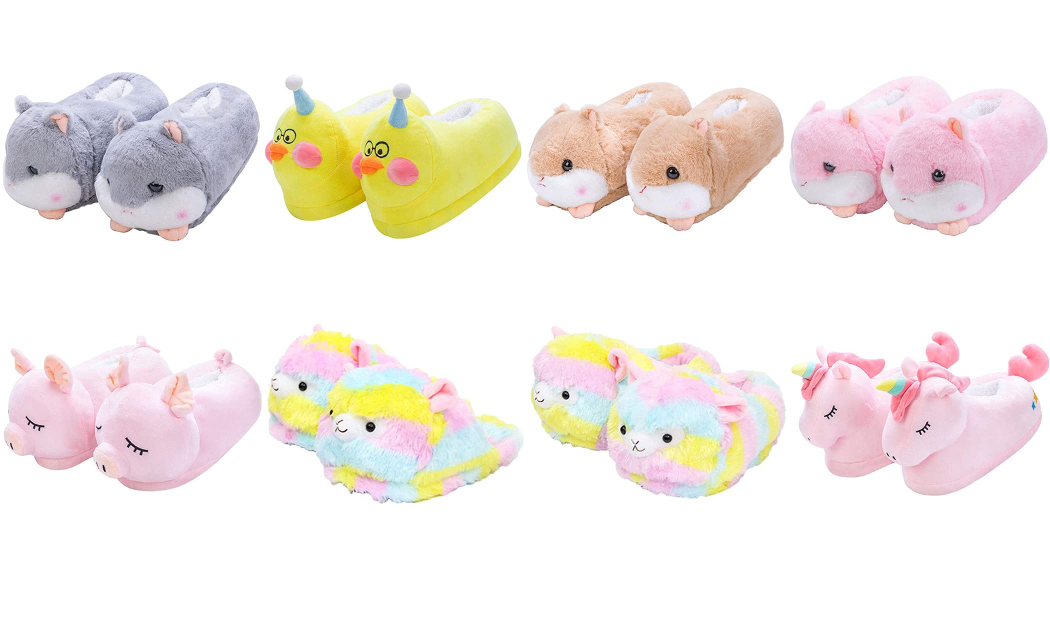 Women's Furry Winter Slippers - Warm Animal Design Pig & Hamster House Shoes - Cozy Home Indoor Footwear for Relaxing, Lounging & Gift Giving