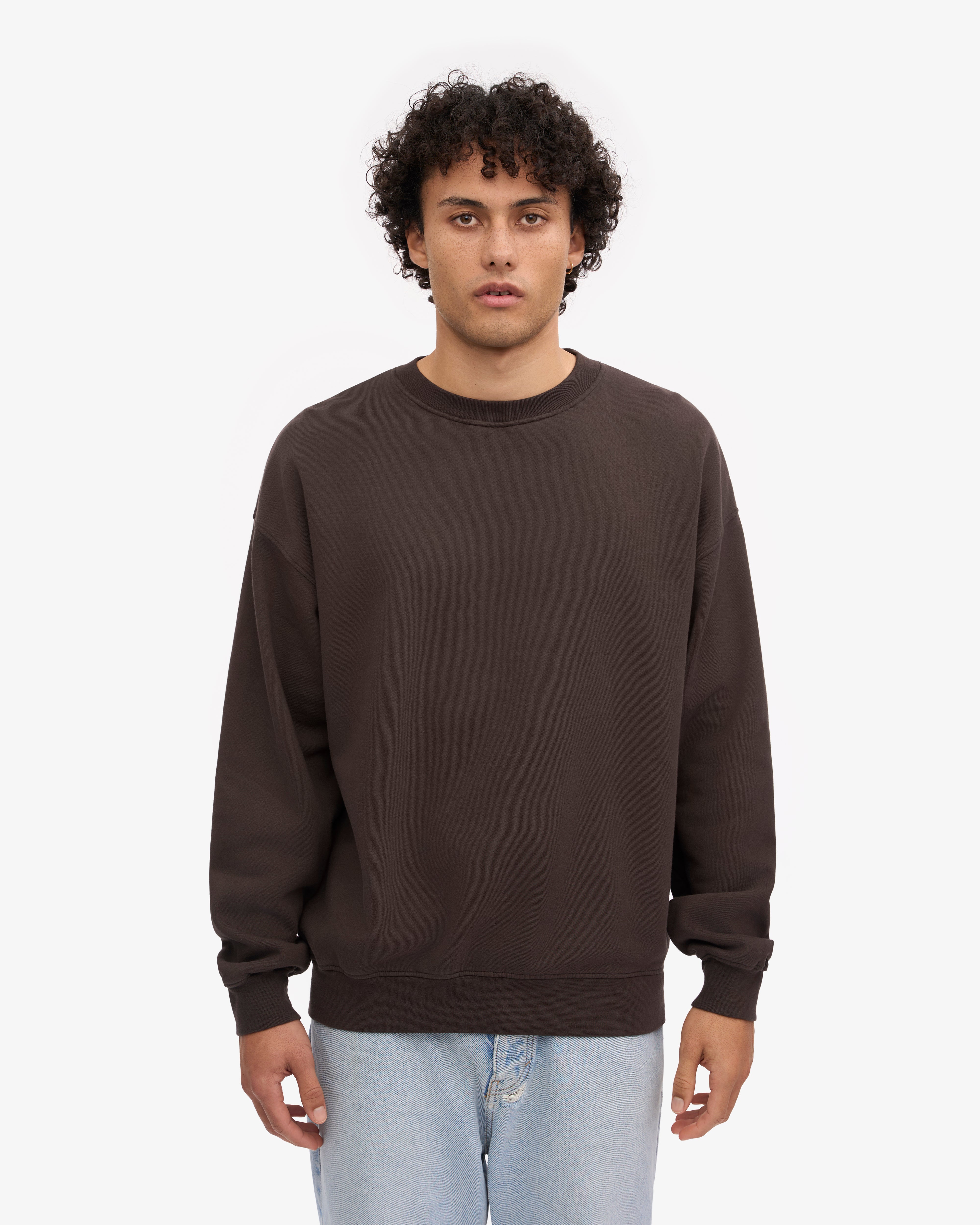 Organic Oversized Crewneck Sweatshirt - Coffee Brown | Soft & Comfortable Pullover for Men & Women | Perfect for Casual Wear, Lounging & Outdoor Activities