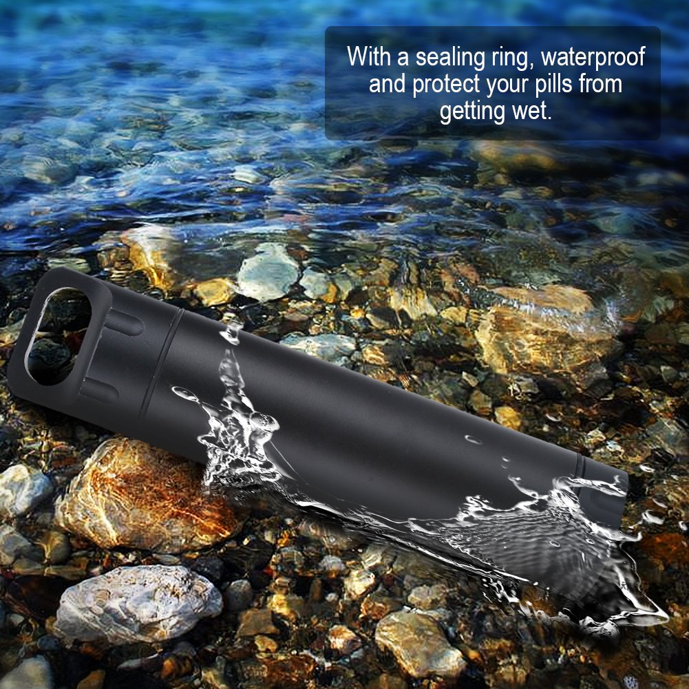 Waterproof Brass EDC Tube Pill Organizer - Portable Keychain Medicine Container for Travel, Hiking & Daily Use