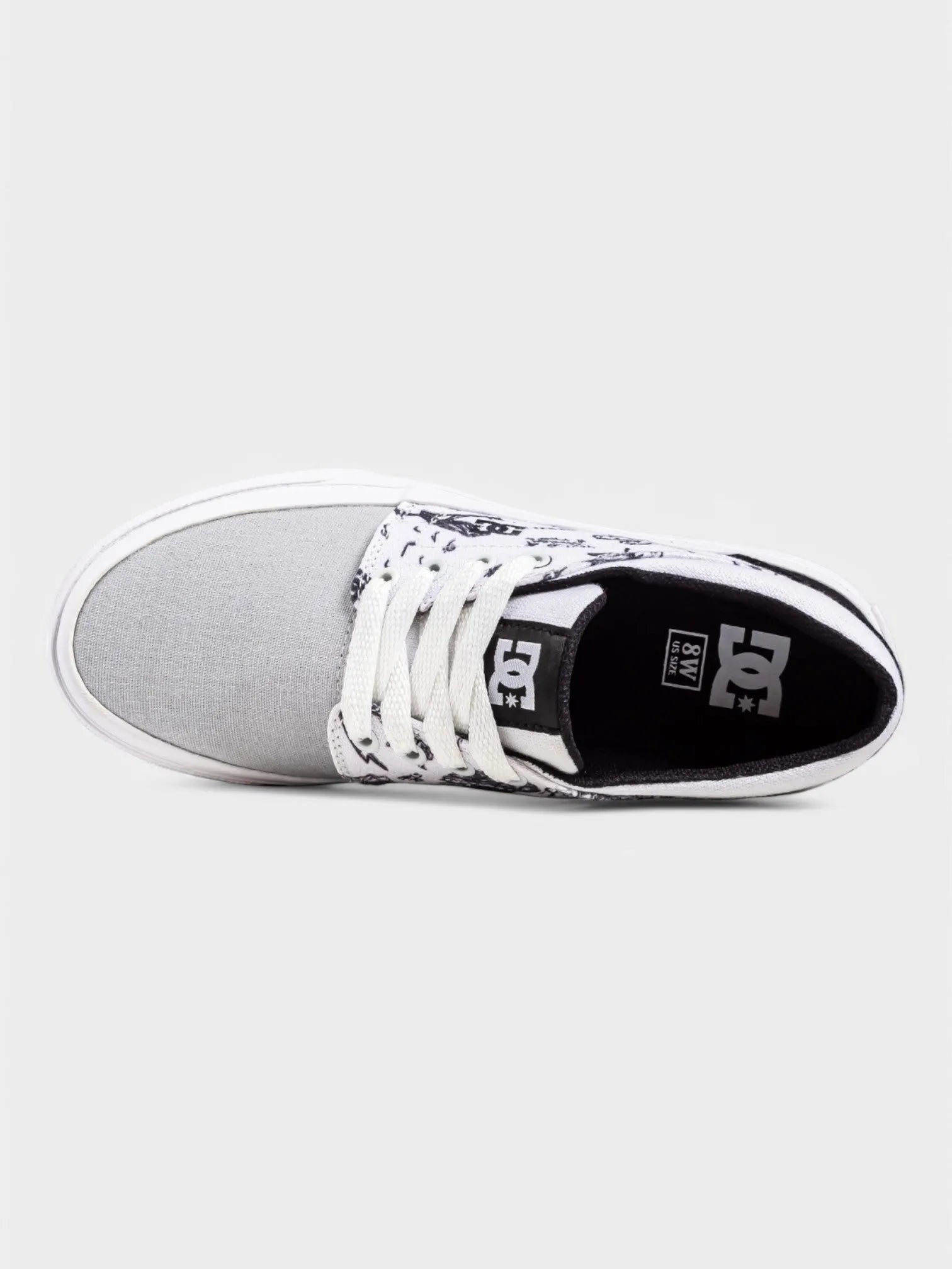 DC New Trase Platform TX Sneakers - White & Grey Print | Skate Shoes for Men & Women | Perfect for Streetwear & Casual Outfits