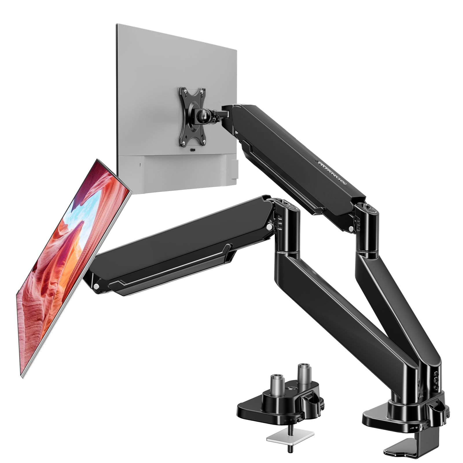 HUANUO Dual Monitor Stand for 40 Inch Ultrawide Screens - Heavy Duty Adjustable Monitor Arm with Full Motion Tilt, Swivel, Rotation - Supports 33 lbs & VESA 75x75/100x100mm - Perfect for Home Office, Gaming Setup & Workspace Ergonomics