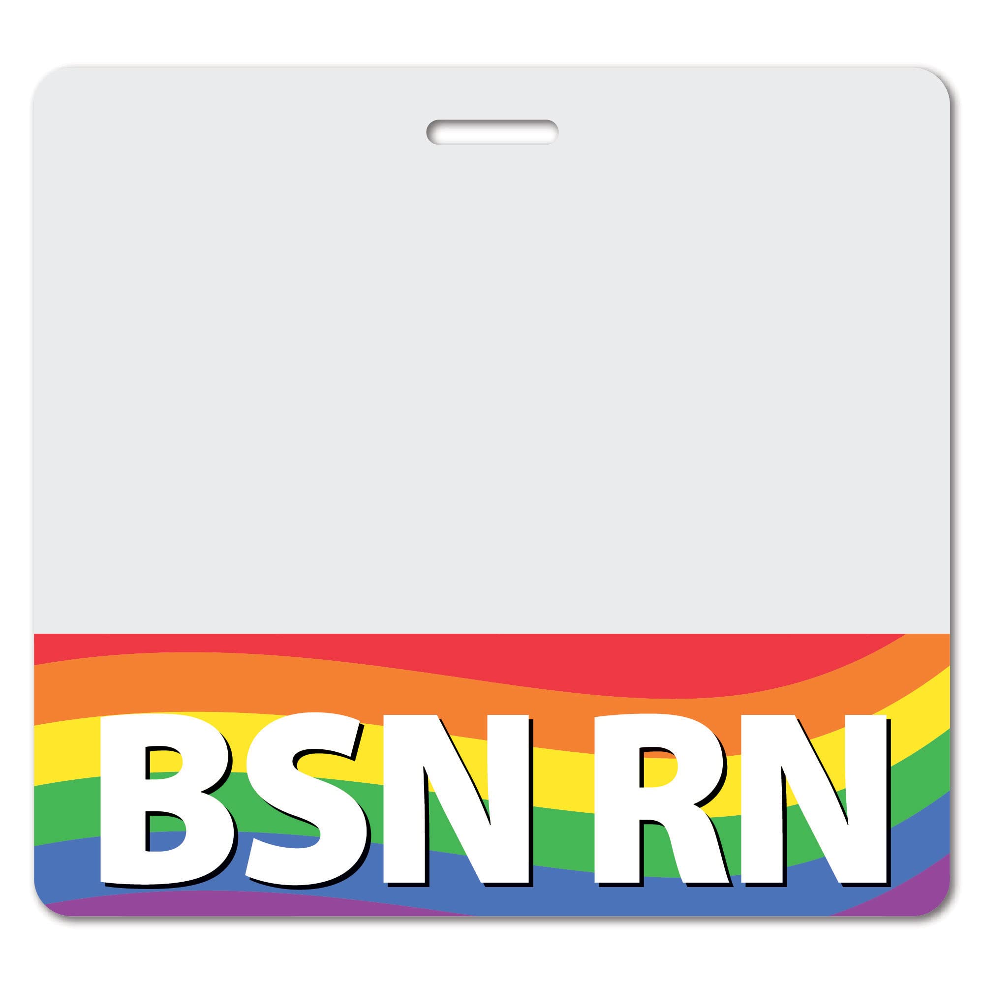 BSN RN Heavy Duty Horizontal Rainbow ID Badge Cards (100 Pack) - Spill & Tear Proof, Double-Sided USA Printed - Quick Role Identifier Tags for Nurses & Healthcare Professionals - Perfect for Hospitals, Clinics & Medical Conventions