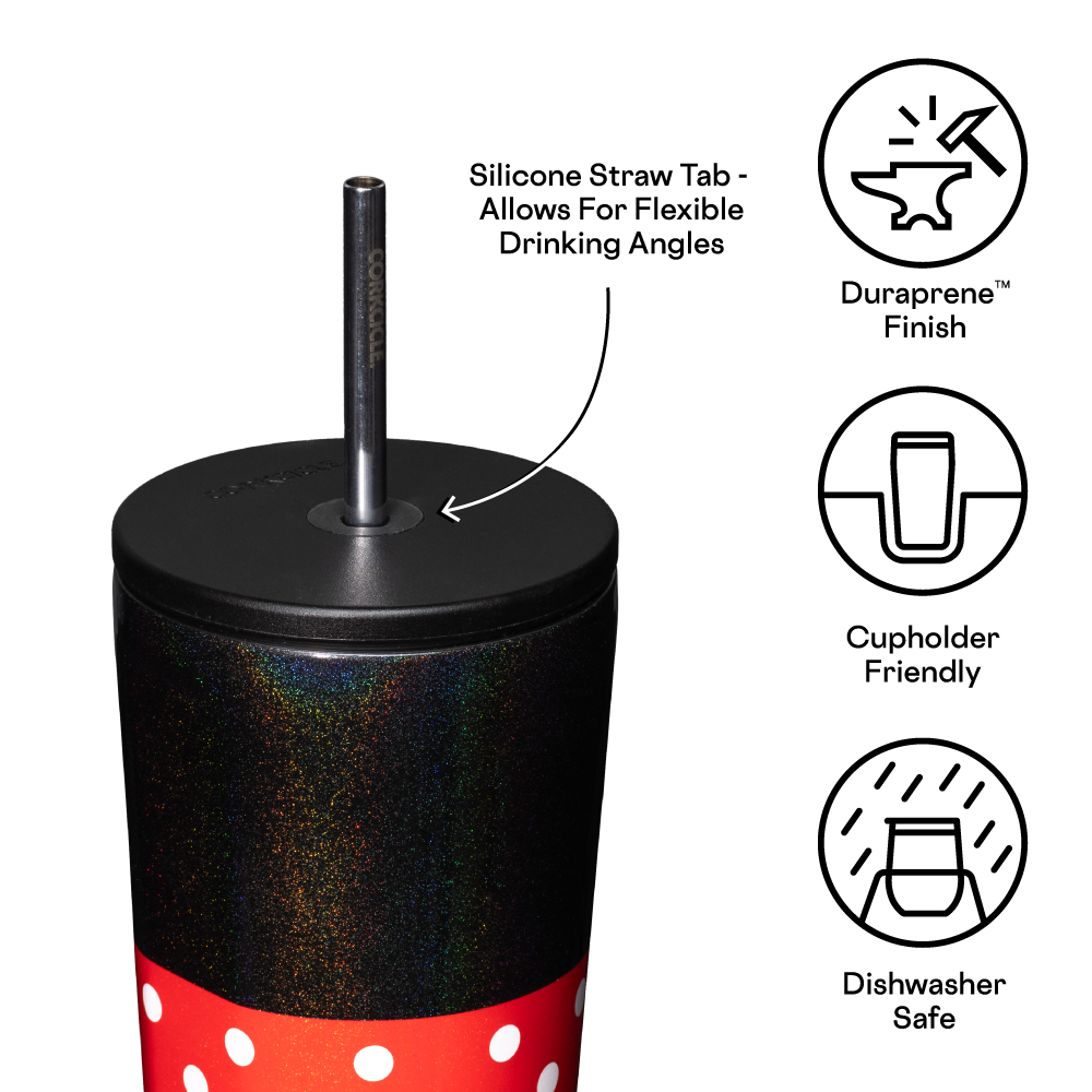 Disney Mickey Mouse Insulated Cold Cup - 16oz Stainless Steel Tumbler with Lid & Straw, Perfect for Iced Coffee, Smoothies & Cold Drinks at Home, Office or Travel