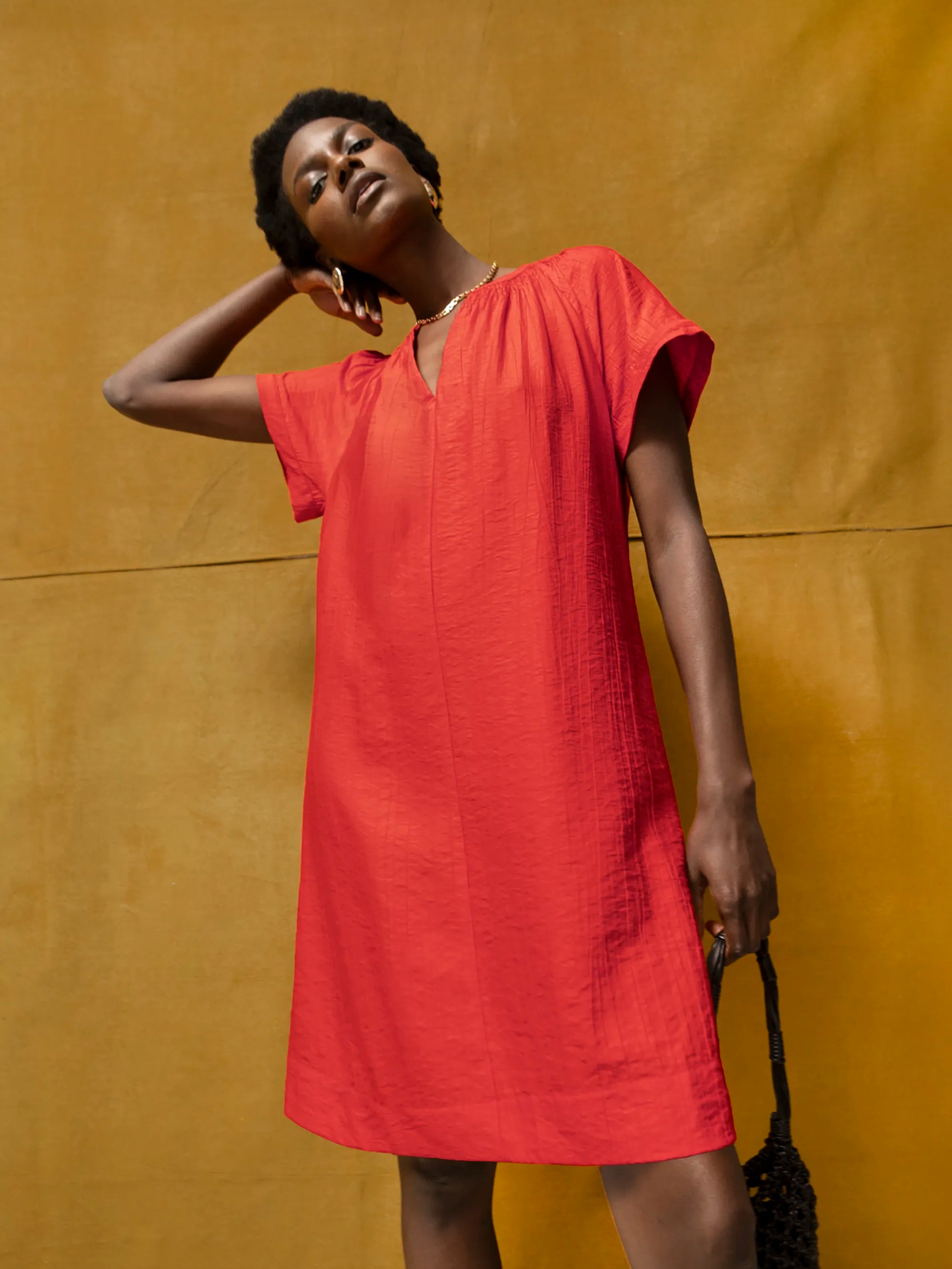 Stylish Red Gathered Short Dress for Women - Perfect for Summer Outings, Parties & Date Nights