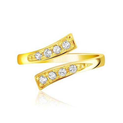 14K Yellow Gold Cubic Zirconia Toe Ring - Elegant & Dainty Foot Jewelry for Beach, Pool Parties & Summer Vacations