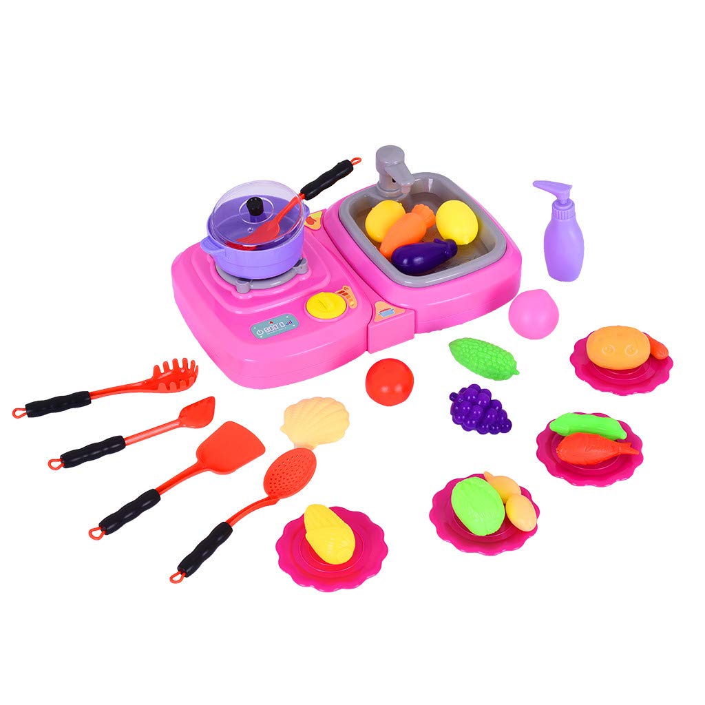 2-in-1 Pink Toddler Kitchen Toy Set with Lights & Music - Pretend Play for Girls & Boys