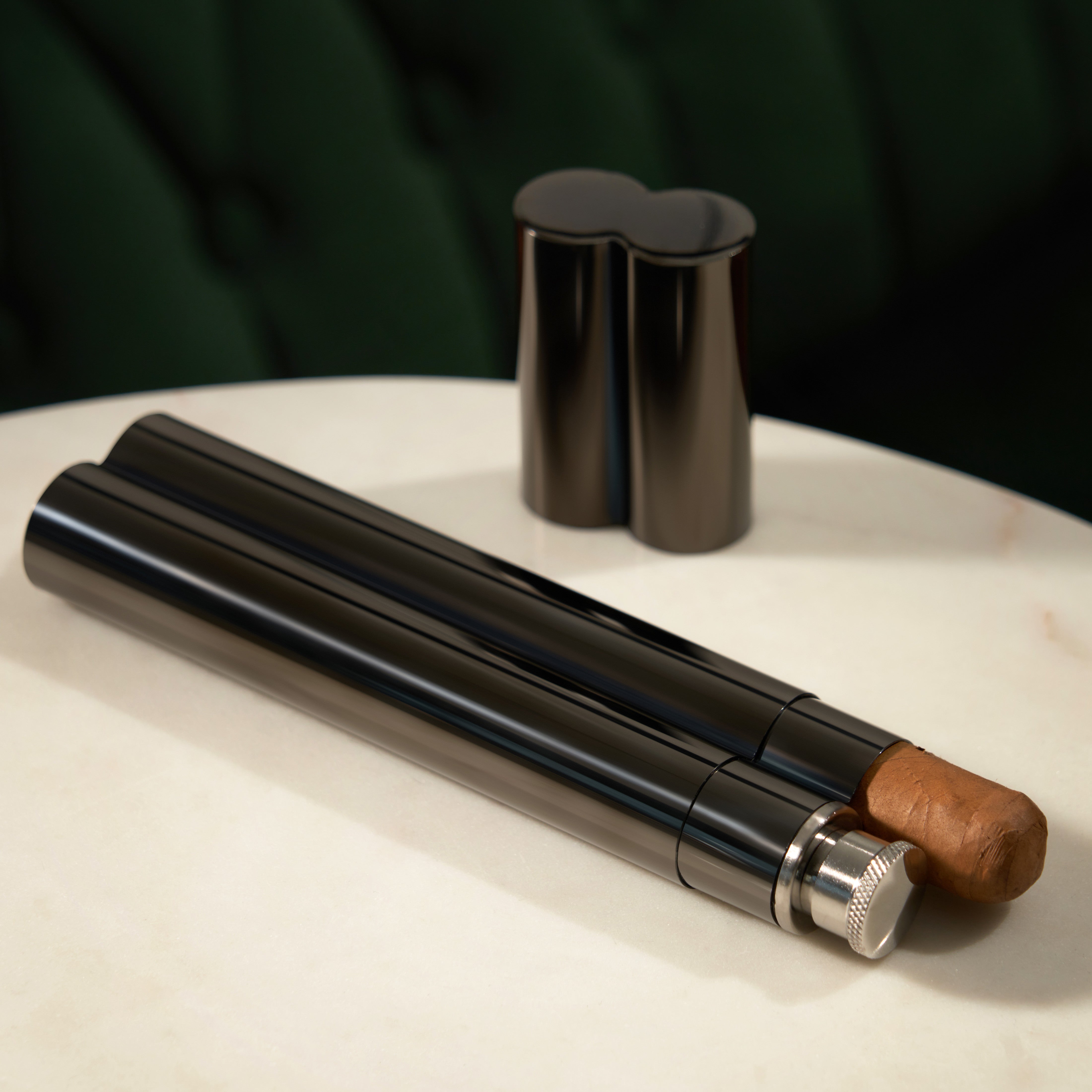 Premium Warren Cigar Holder & Flask Set - Stainless Steel Cigar Case with Leakproof Liquor Flask - Perfect for Outdoor Adventures, Camping, Golfing & Gifts for Men