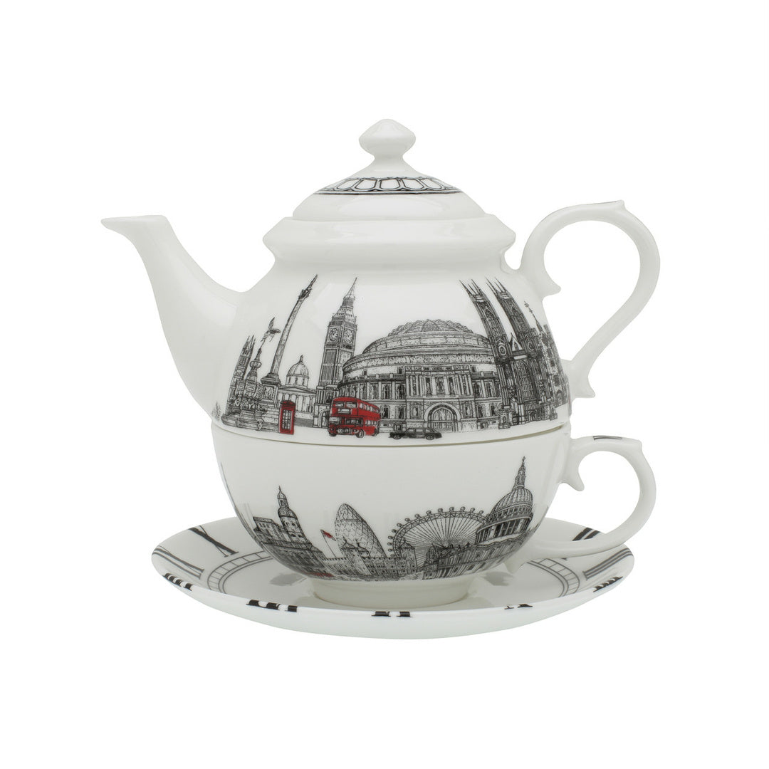 London Icons Tea Set - Elegant English Tea for One with Teapot & Cup - Perfect for Afternoon Tea, Gifts & Home Decor
