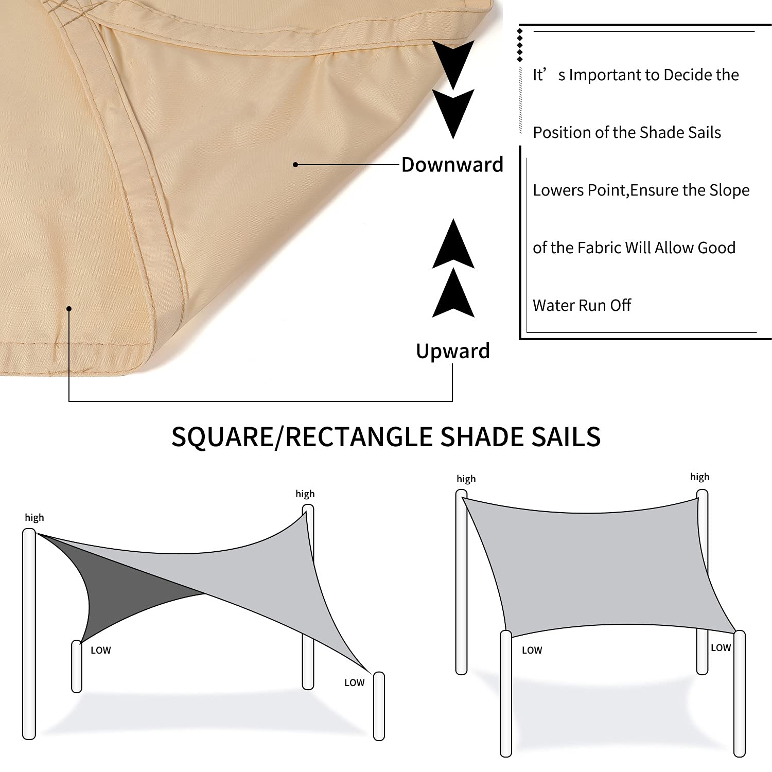 8'x10' Rectangle Beige Shade Sail - UV Block Waterproof Sun Canopy for Backyard, Patio, Garden & Pool - Custom Outdoor Sunshade for Relaxation and Sun Protection