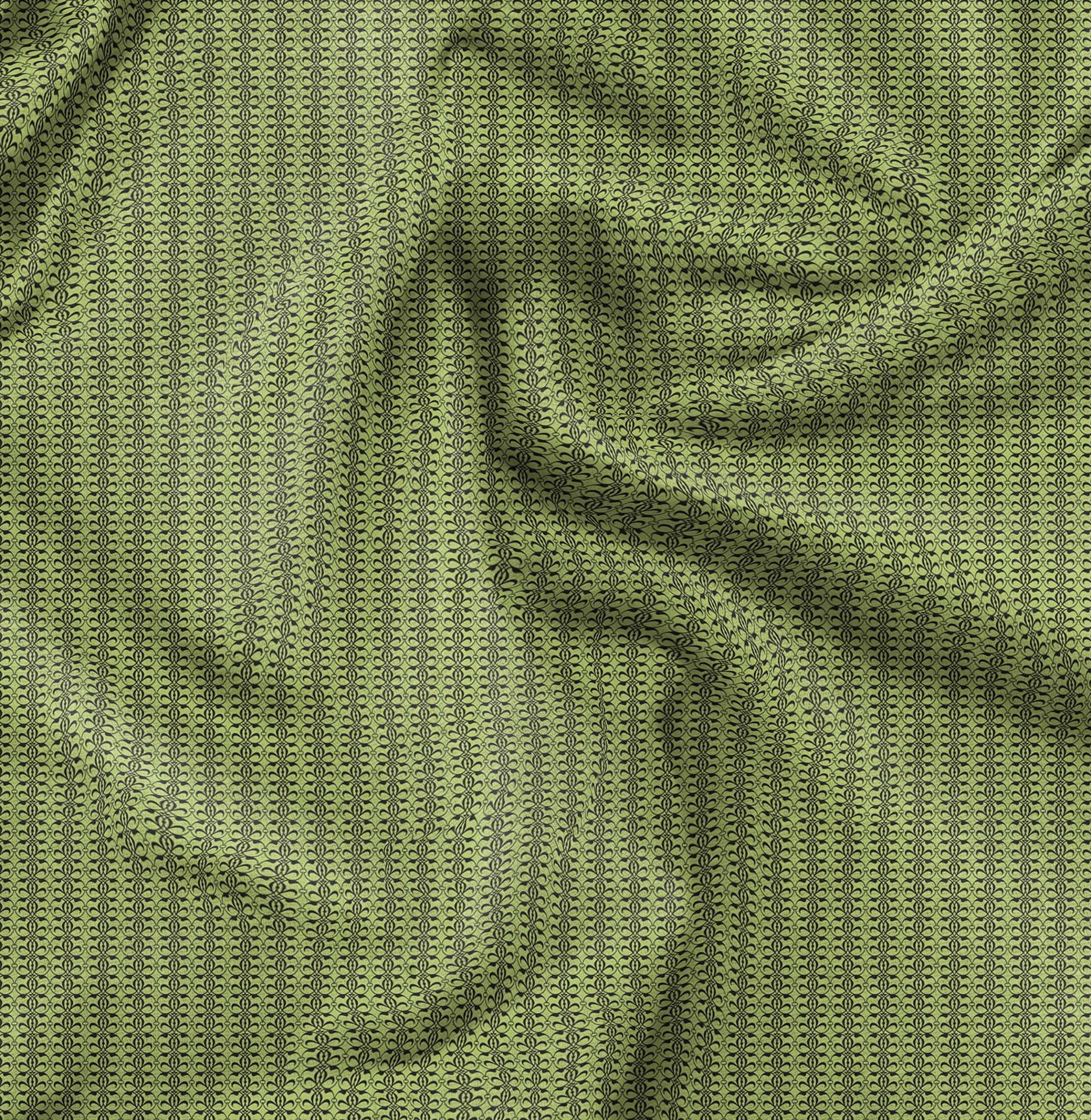 Soimoi Moss Green Georgette Fabric by The Yard - 42 Inch Wide Filigree Damask Print - Elegant Printed Material for Dresses, Curtains & DIY Projects