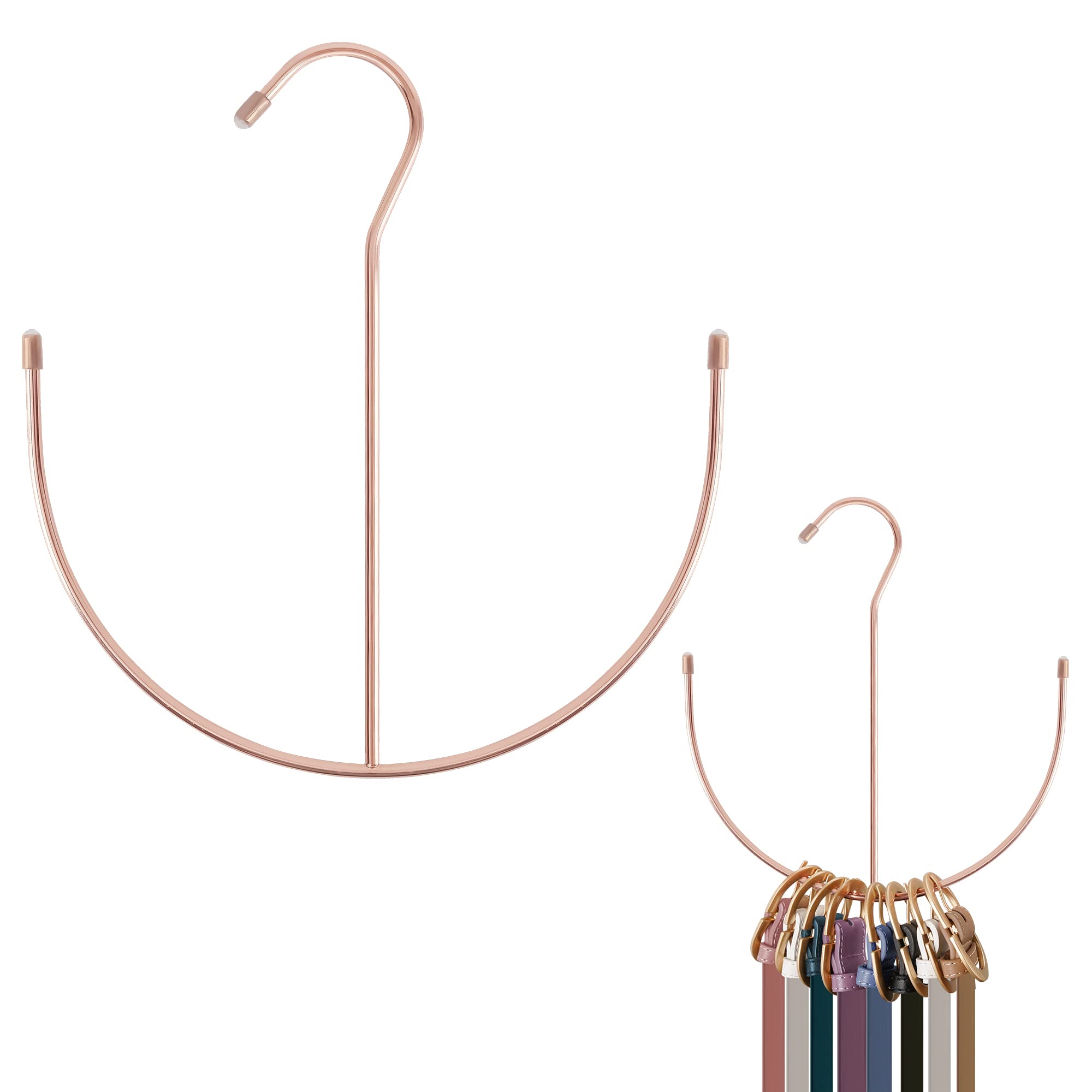 ZEDODIER 2 Pack Rose Gold Belt Hangers & Closet Organizer Hooks for Belts, Ties, Scarves, Hats, Bras & Shoes - Space Saving Closet Accessory for Bedroom, Closet & Dorm Organization