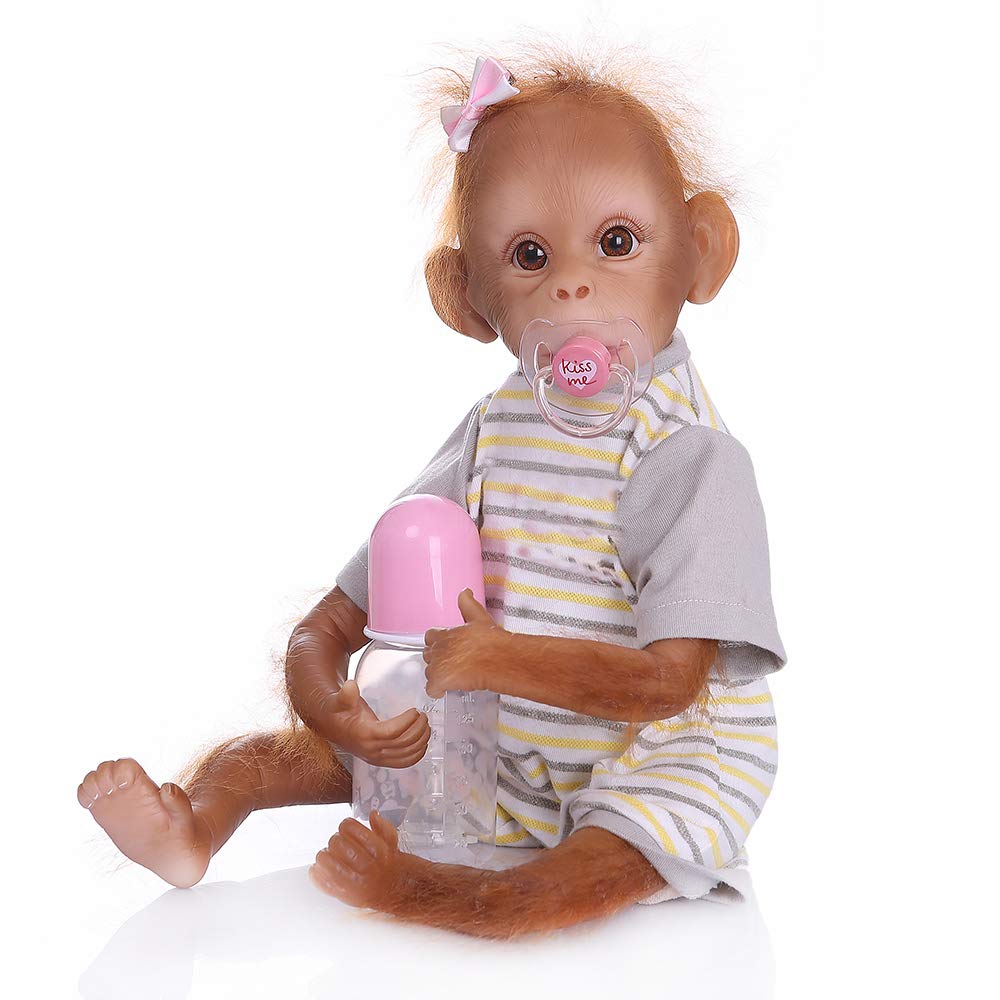 16 Inch 40cm Realistic Reborn Baby Doll - Handmade Soft Silicone & Cotton Body, Lifelike Toddler Monkey Doll - Perfect for Gift Giving, Collecting & Pretend Play (I)