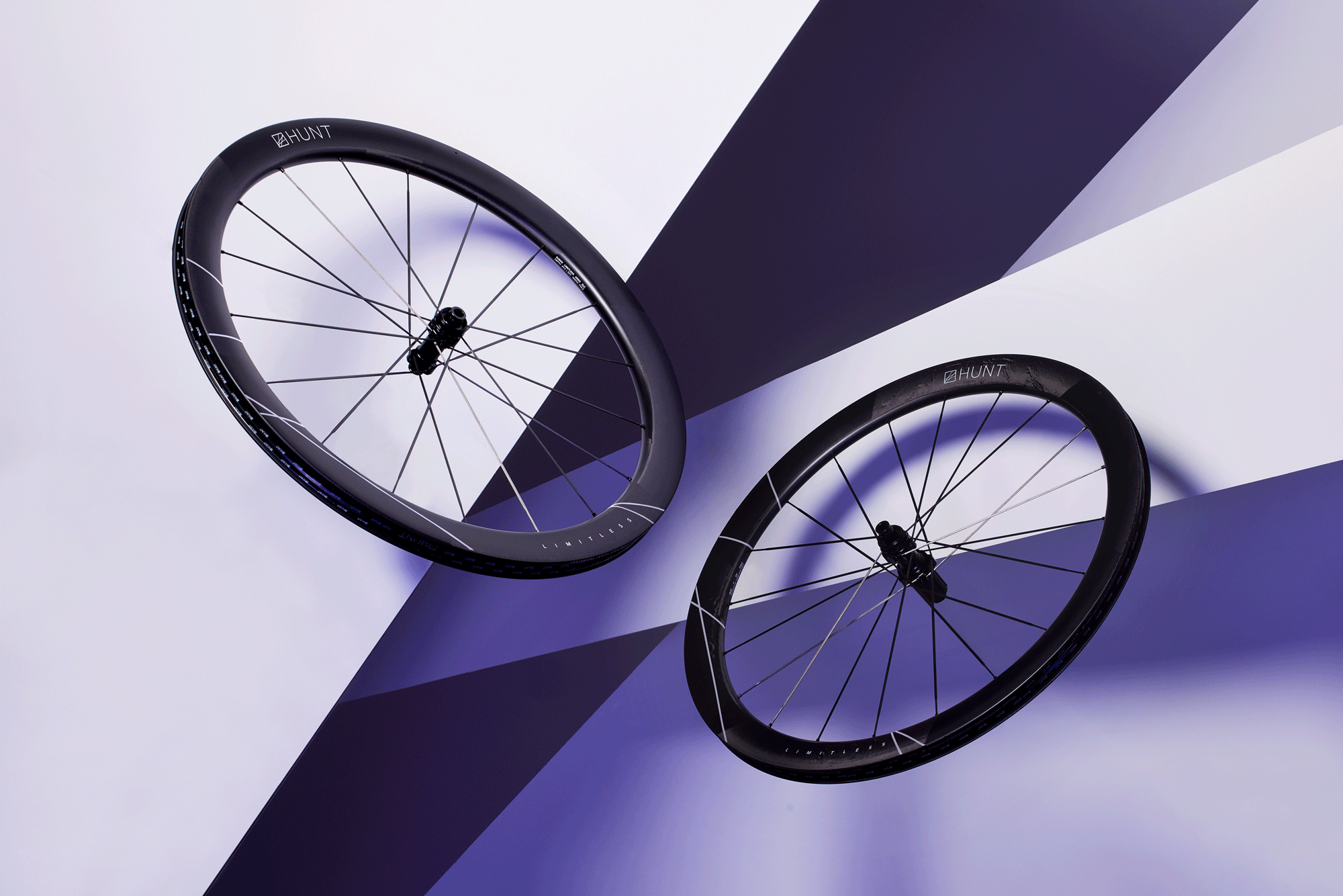 HUNT SUB50 Limitless UD Carbon Spoke Disc Wheelset - Ultra Lightweight Aero Road Bike Wheels for Racing & Performance Cycling | Perfect for Road Racing, Triathlons & High-Speed Training