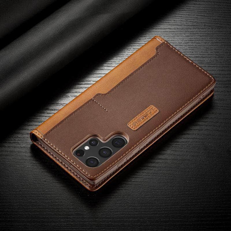 Samsung Galaxy S23 Plus Magnetic Leather Wallet Case - Premium Real Leather Cover with Card Slots for Men & Women - Perfect for Daily Use, Travel & Business