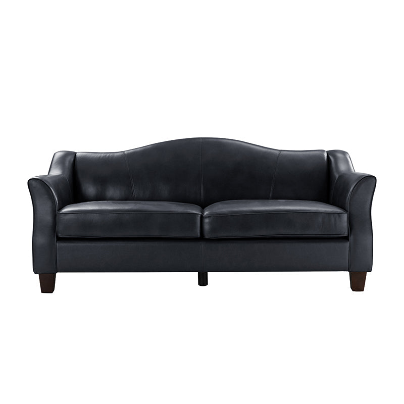 Hugo Traditional Style Curved Genuine Leather Sofa - Elegant Living Room Furniture for Home, Office & Lounge Decor