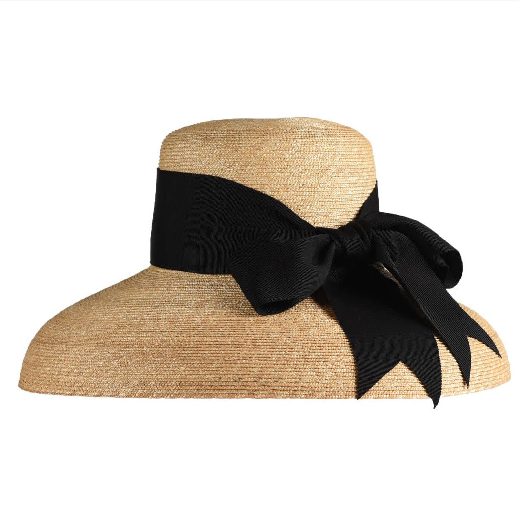 Peter Beaton Wauwinet Large Brim Leghorn Straw Hat - Natural Underbrim - Perfect for Beach Vacations, Summer Outings & Outdoor Events
