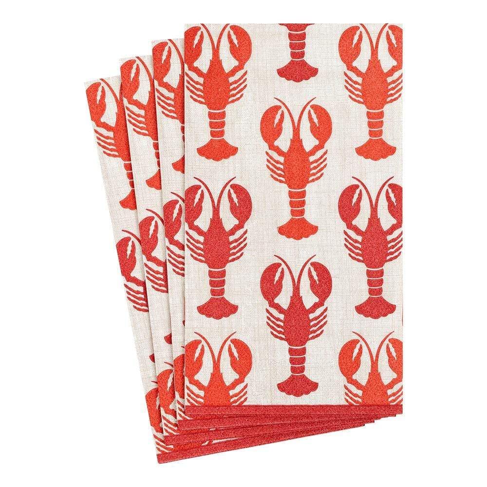 Premium Caspari Lobster Design Paper Guest Towels & Napkins - 2 Packs of 15 (30 Count) - Elegant Coastal Dinner Party, Summer Seafood Feast & Nautical Theme Decor Essentials