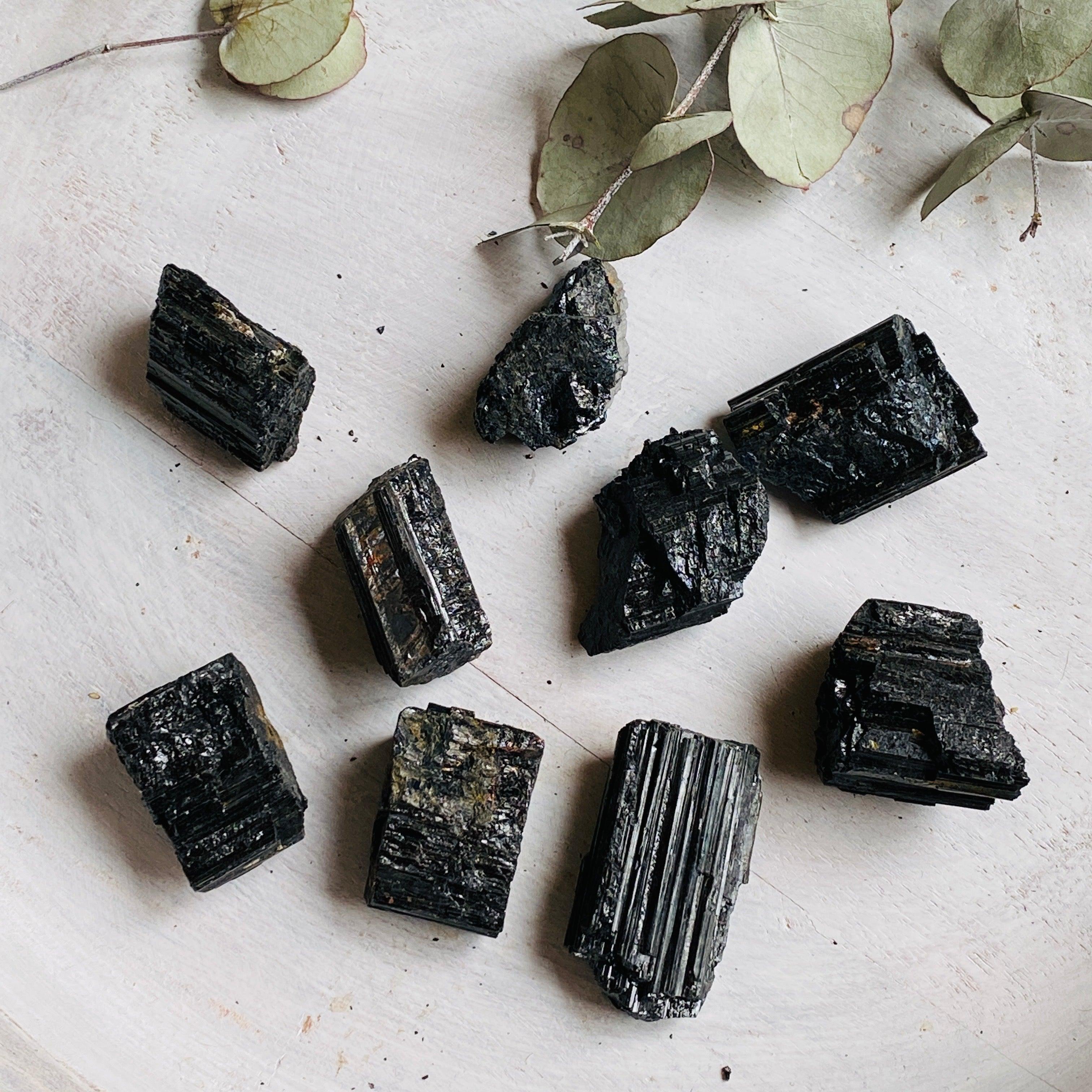 Natural Black Tourmaline Raw Crystal Stone - 20-34g Healing Mineral Specimen (BTR-02) for Jewelry Making, Meditation & Energy Work