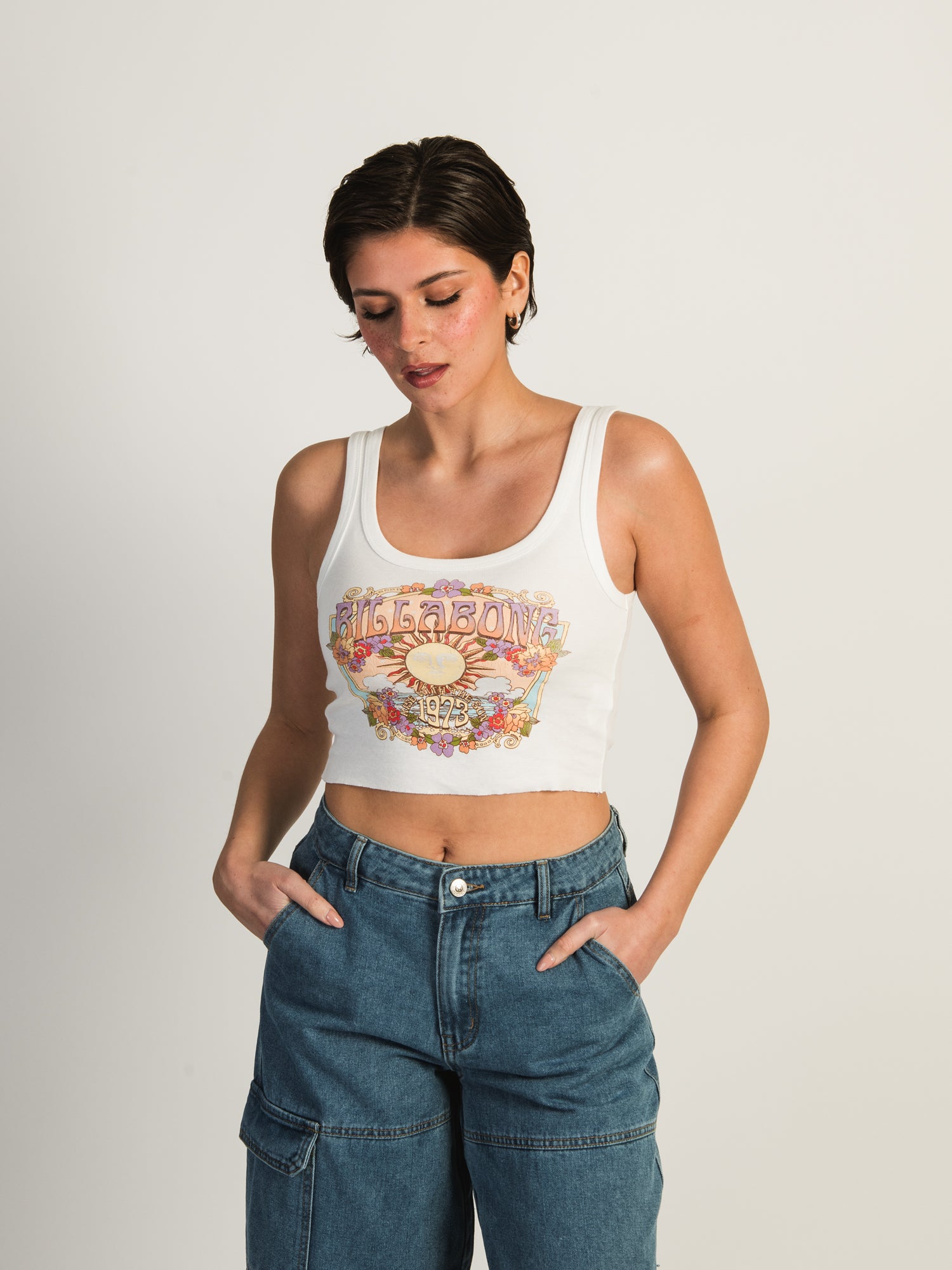 BILLABONG Ray of Sunshine Crop Tank Top for Women - Summer Beachwear, Yoga & Casual Outfits