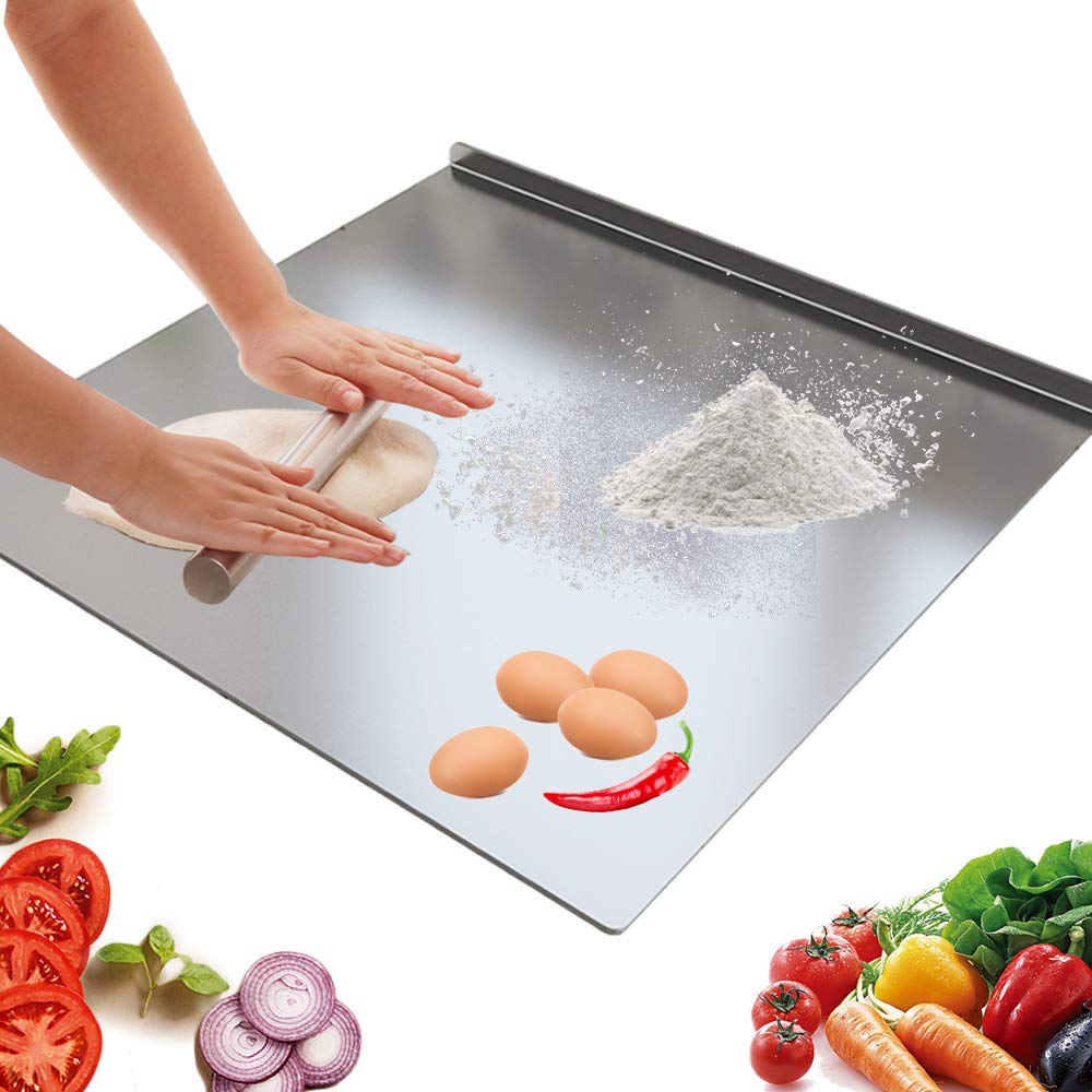 Premium 304 Stainless Steel Cutting Board - Extra Large Non-Slip Metal Baking Mat for Fruits, Vegetables, Meat, Dough & Pizza | Heavy Duty Kitchen Prep Surface for Chopping, Kneading & Rolling | Dishwasher Safe & Hygienic
