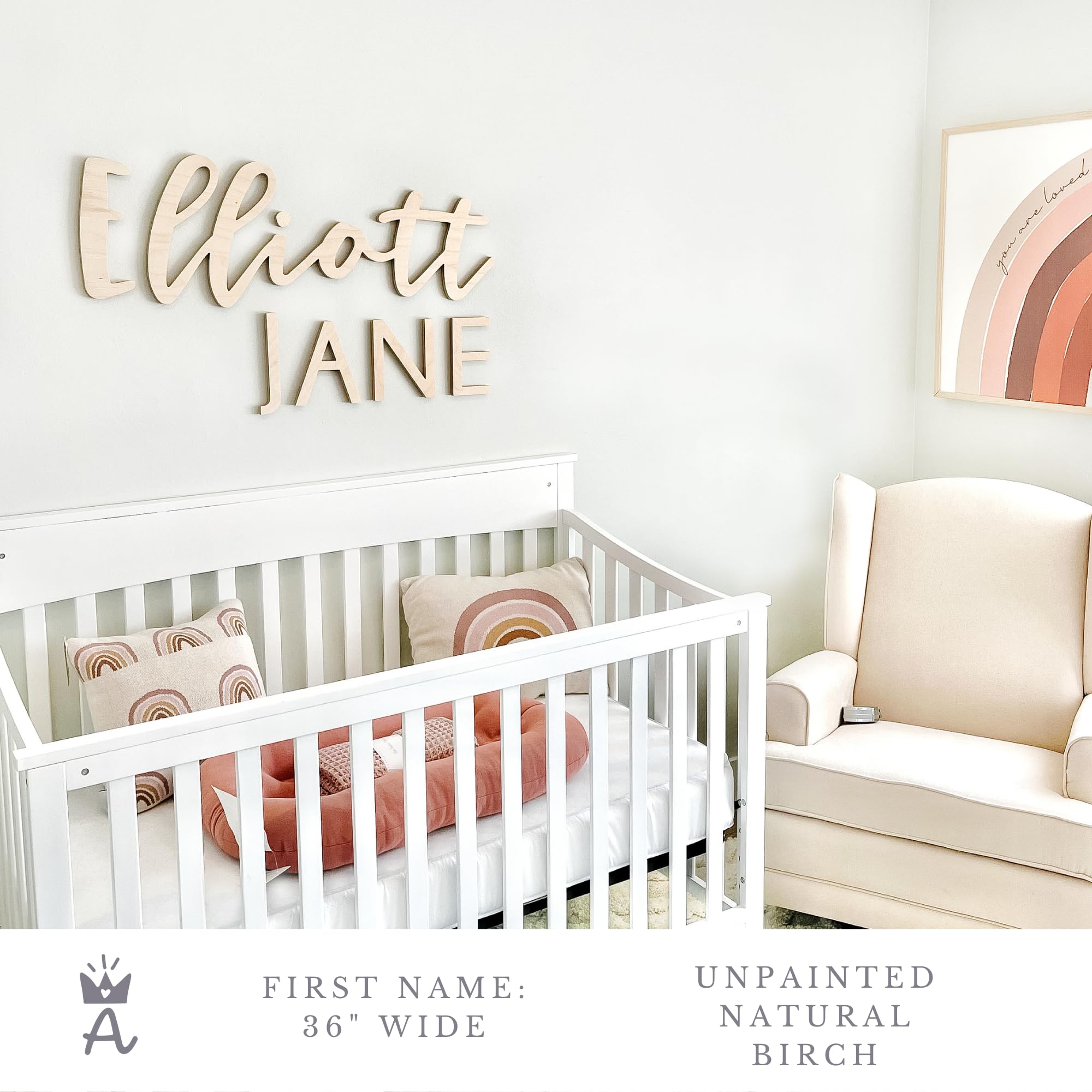 Personalized First & Middle Name Sign - Nursery Wall Decor, Kids Room Decoration or Baby Shower Gift - 36