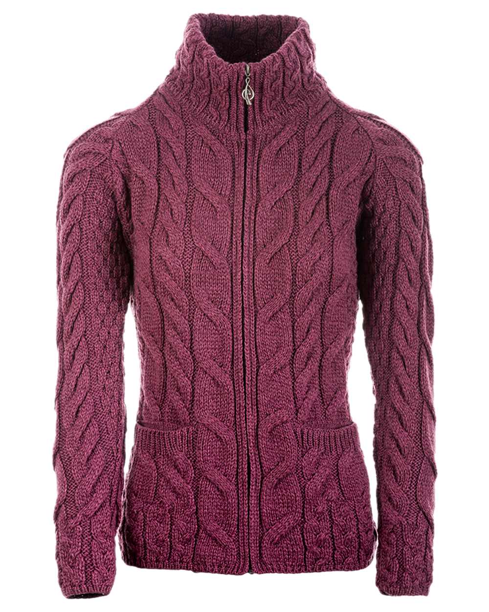 Premium Aran Merino Wool Full Zip Cardigan for Women & Men - Soft Warm Winter Sweater for Outdoor Hiking & Cozy Home Wear