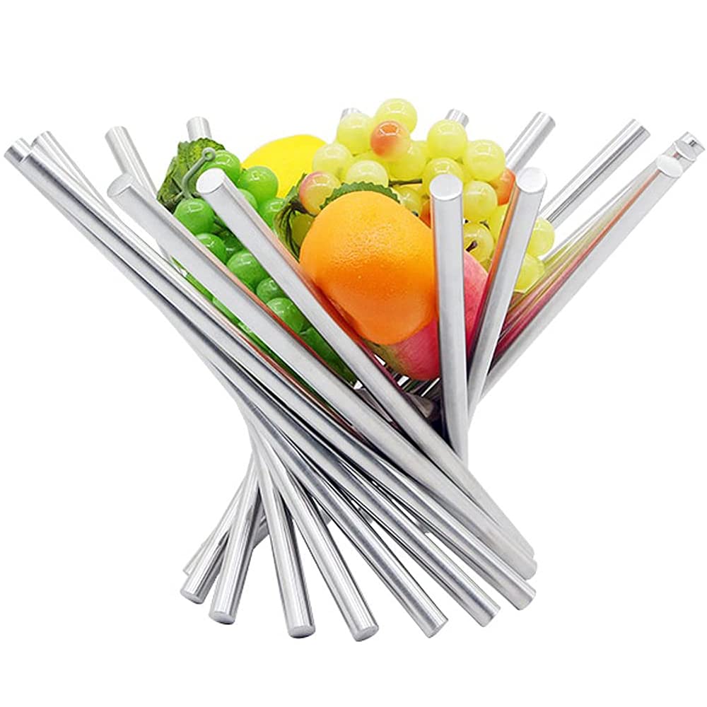 Creative Stainless Steel Rotating Fruit Bowl - Modern Fruit Basket & Stand for Kitchen Counter, Dining Table, Living Room - Durable Drain Basket for Fresh Fruits Display & Storage