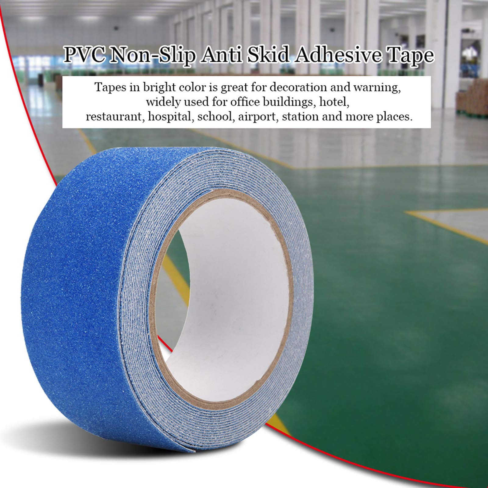 5M x 5cm PVC Nonslip Anti-Skid Adhesive Grip Tape for Stairs, Heavy Duty Waterproof Anti-Slip Tape Roll, Stair Step Floor Safety Decoration, Ideal for Home, Office, and Outdoor Use