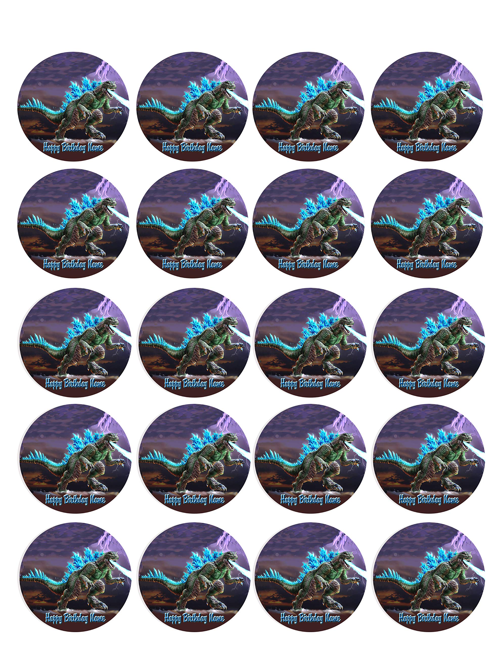 Edible Godzilla Cupcake Toppers - 1.8 Inch Cake Decorations (20 Pieces/Sheet) - Perfect for Birthday Parties, Baby Showers & Themed Celebrations