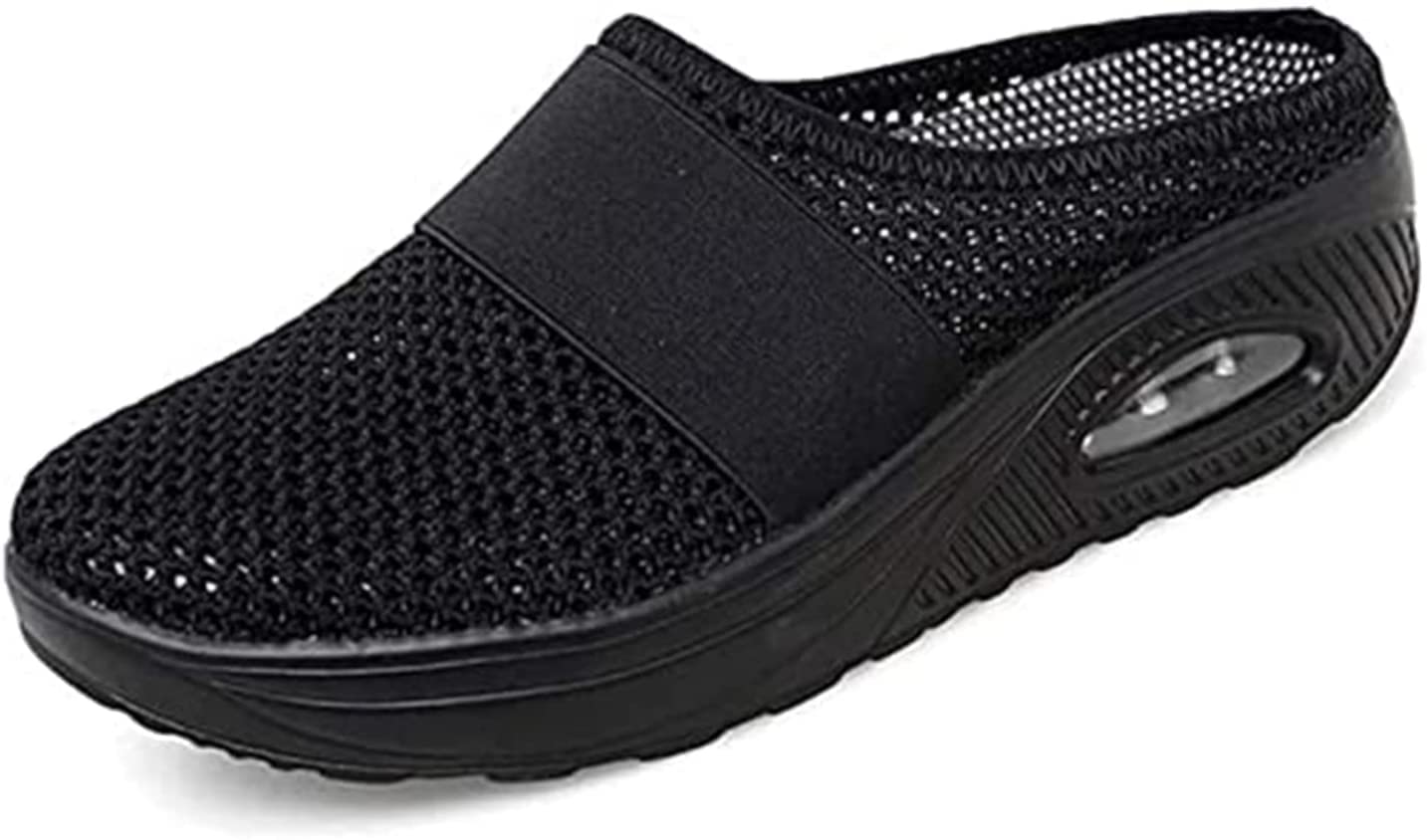 Women's Slip-On Walking Shoes - Diabetic Comfort Sneakers with Breathable Air Cushion | Lightweight Casual Shoes for Walking, Travel & Everyday Wear