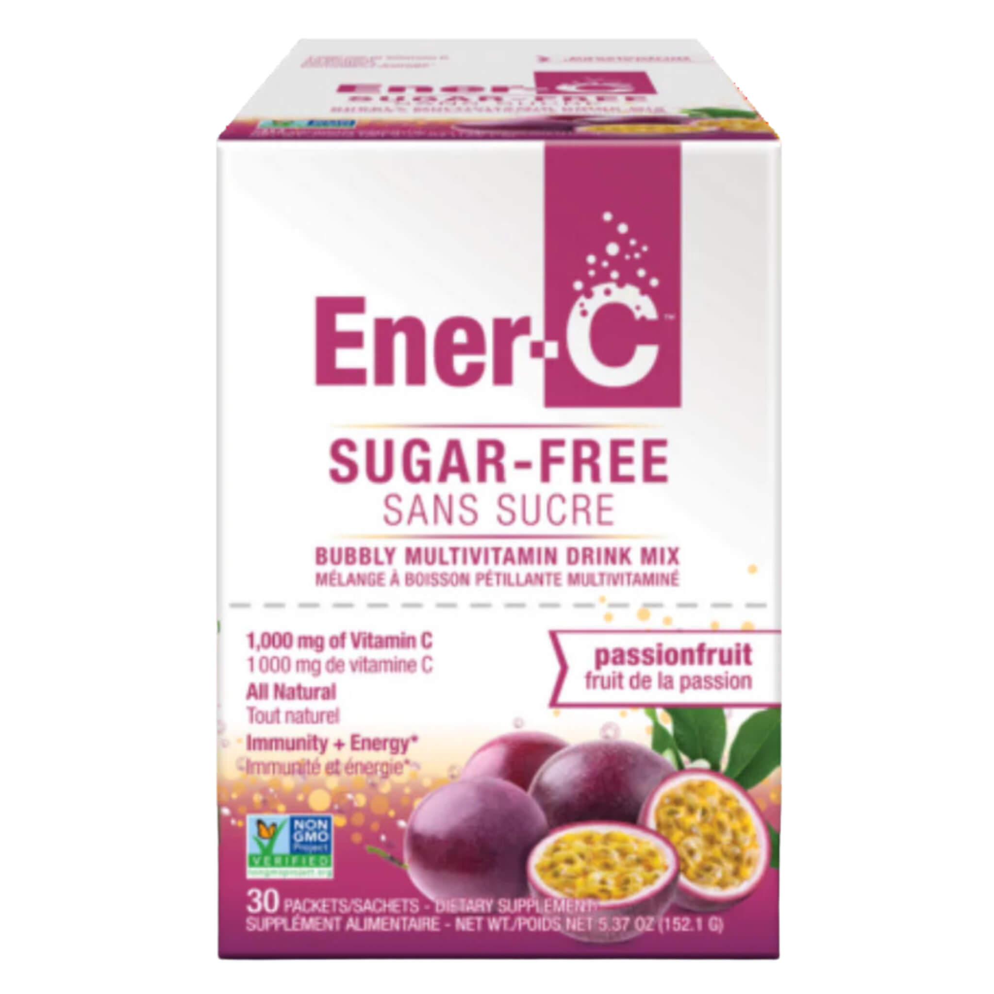 Ener-C Vitamin C Effervescent Drink Mix - Sugar-Free Passionfruit Flavor | Immune Support, Energy Boost | Perfect for Travel, Workout & Daily Wellness