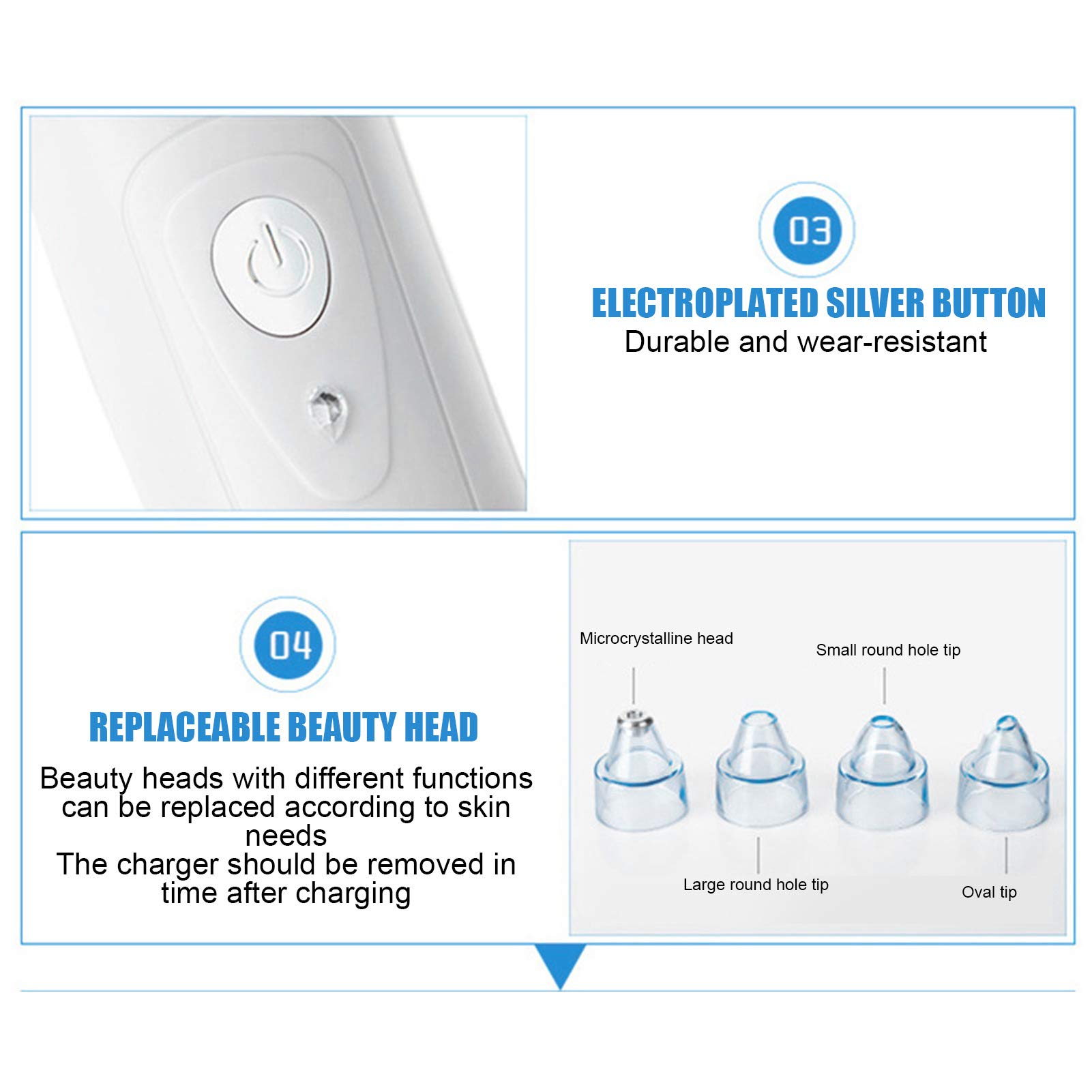 Blackhead Remover Vacuum with 4 Probes - 3 Adjustable Suction Levels for Deep Pore Cleansing at Home