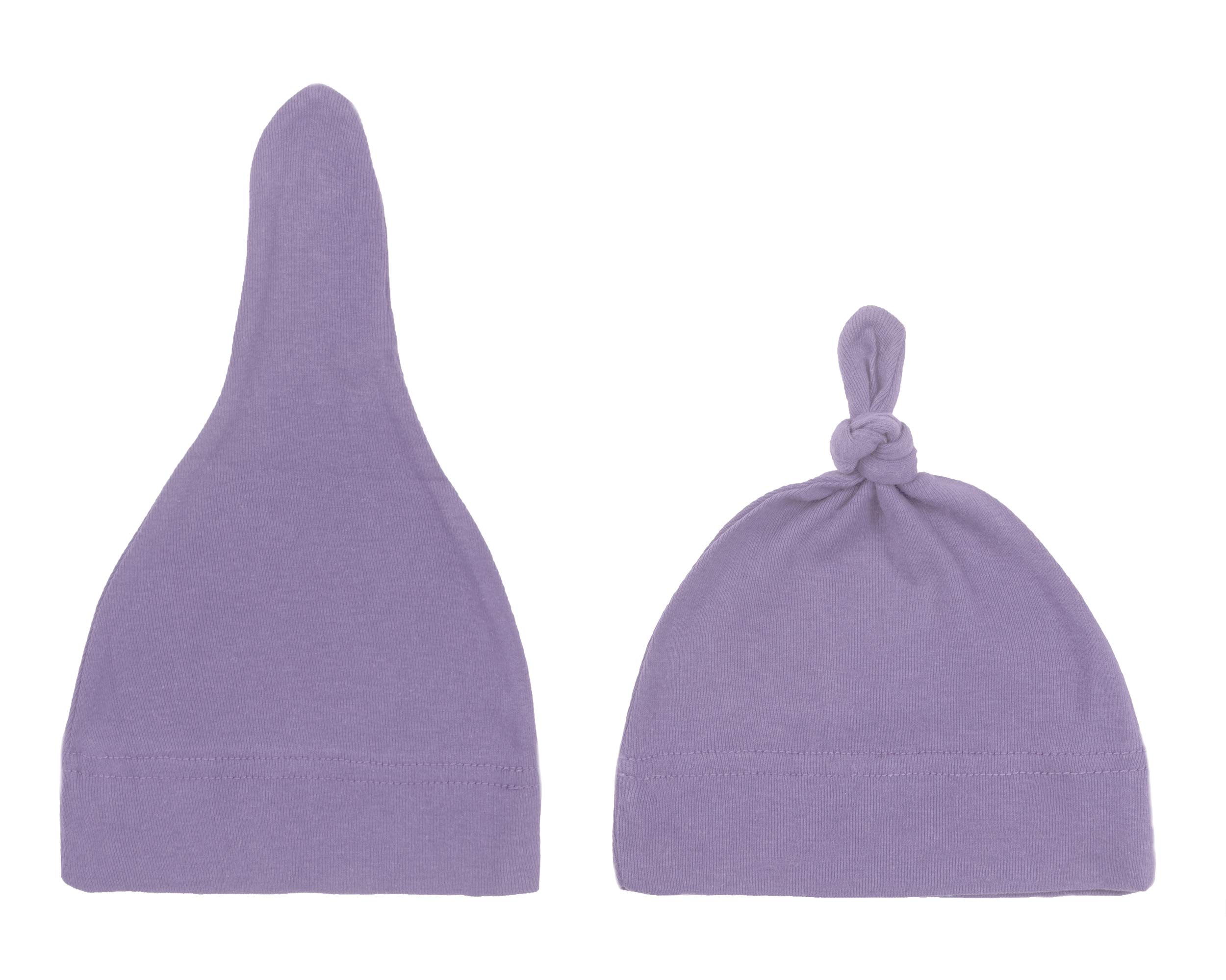 Soft Warm Baby Hats for Newborns & Infants | Adjustable Top Knot Beanie with Breathable Cotton | Custom Baby Caps in Lavender CA55 - Perfect for Winter, Photoshoots & Gifts