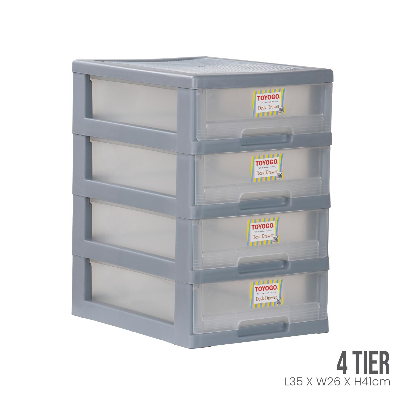 GREY FRAME TRANSLUCENT DRAWER (541-4GF-TPT)